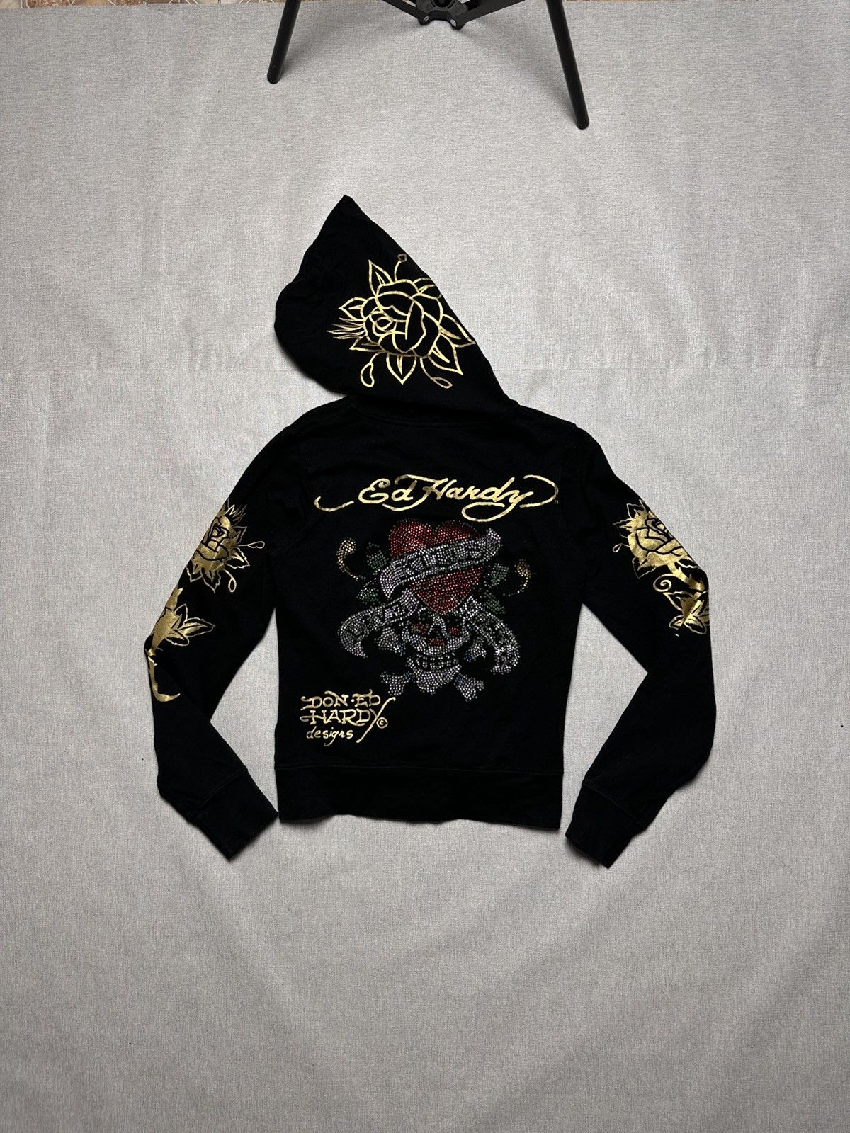 Ed Hardy Ed Hardy by Christian Audigier Rare Black Gold Y2K Zip Size S / US 4 / IT 40 - 1 Thumbnail