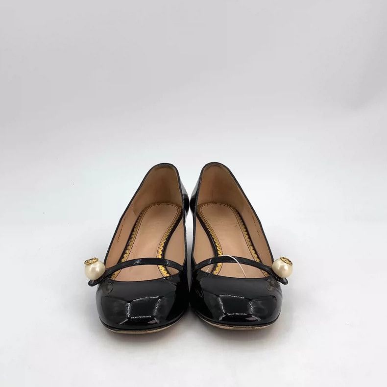 Gucci Gucci Black Pearled Mary Jane Heels Size 35.5-2506 Size US 6 / IT 36 - 3 Thumbnail
