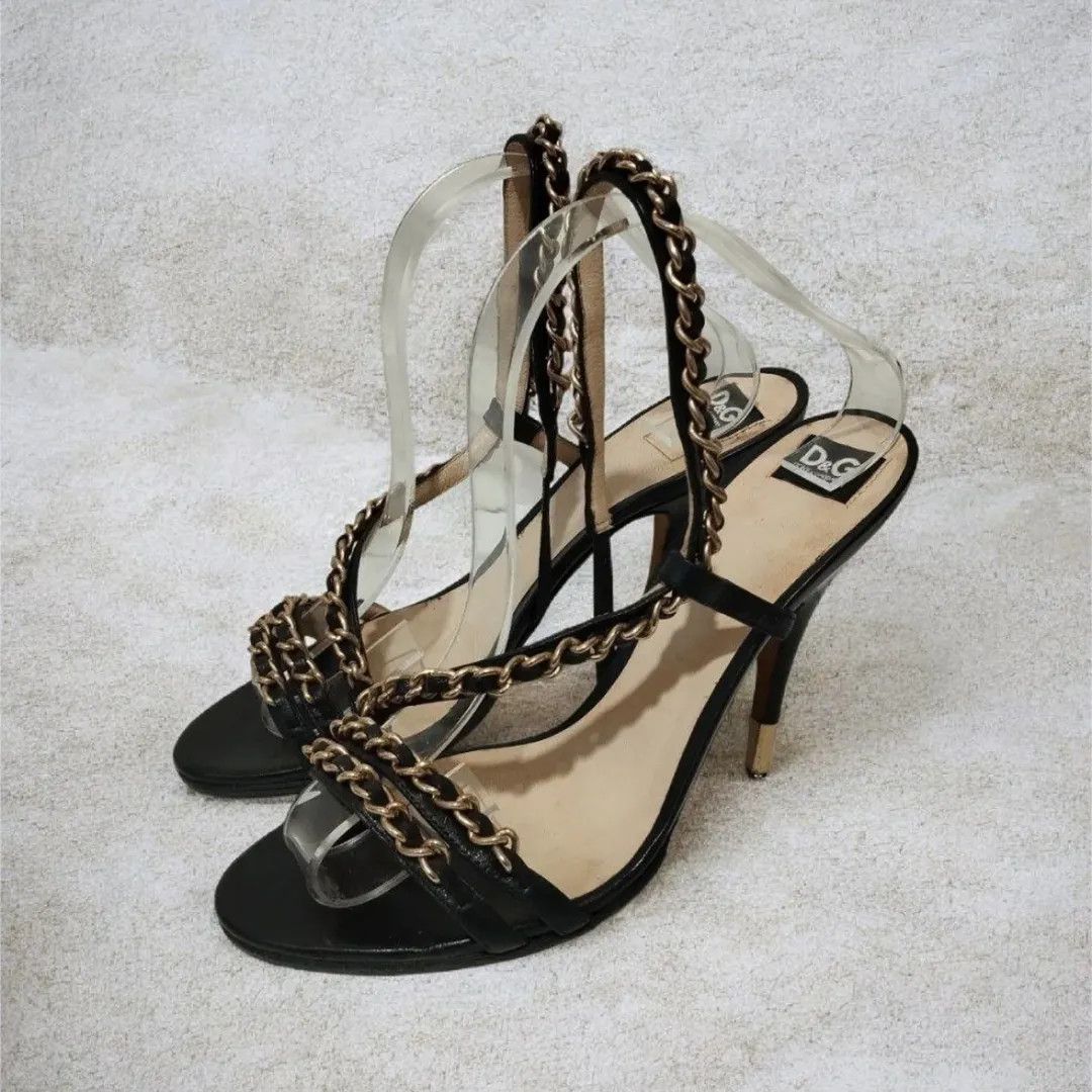Dolce & Gabbana Dolce & Gabbana Black Chain Heels Size US 6.5 / IT 36.5 - 1 Thumbnail