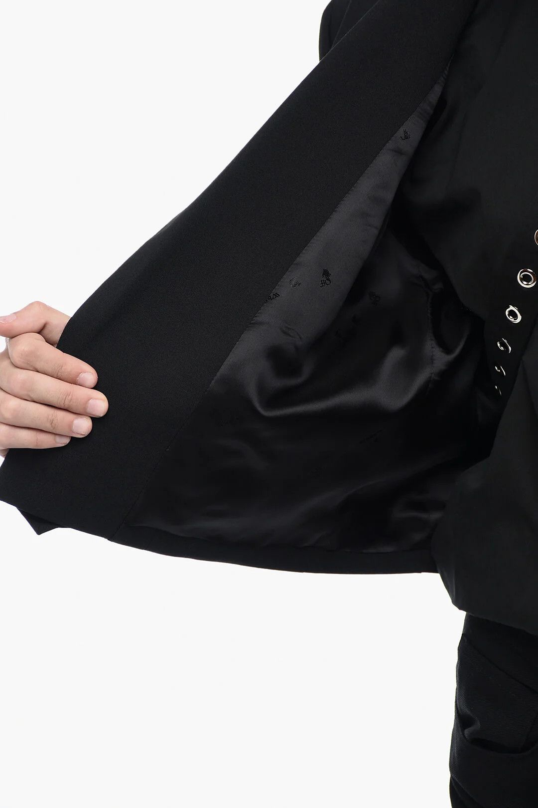 Off-White og1mm0426 Satin-Trimmed Cropped Blazer in Black Size M / US 6-8 / IT 42-44 - 6 Thumbnail