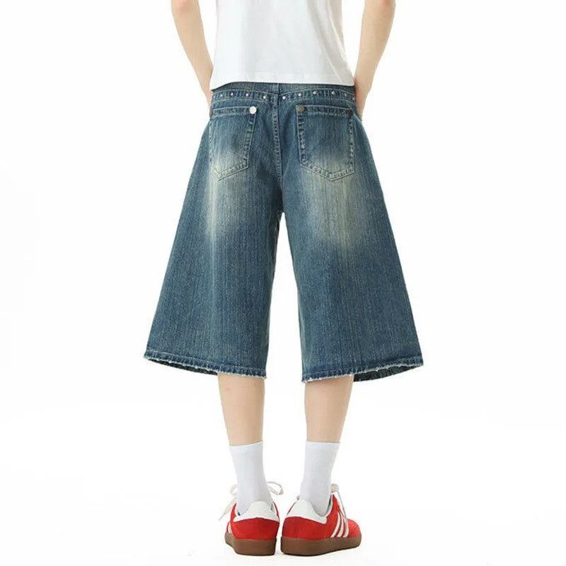 Jean Loose Gradient Denim Shorts Men Diamond Detail Size US 34 / EU 50 - 2 Thumbnail