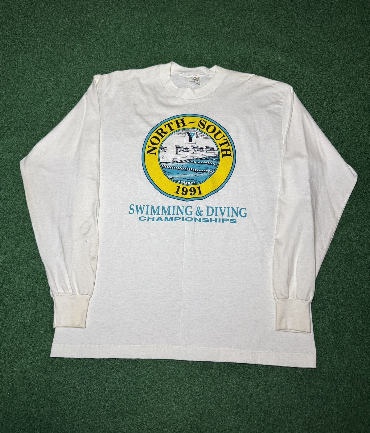 Vintage YMCA Swimming Diving Championship 90s Long Sleeve XL T Shirt Size US XL / EU 56 / 4 - 1 Thumbnail