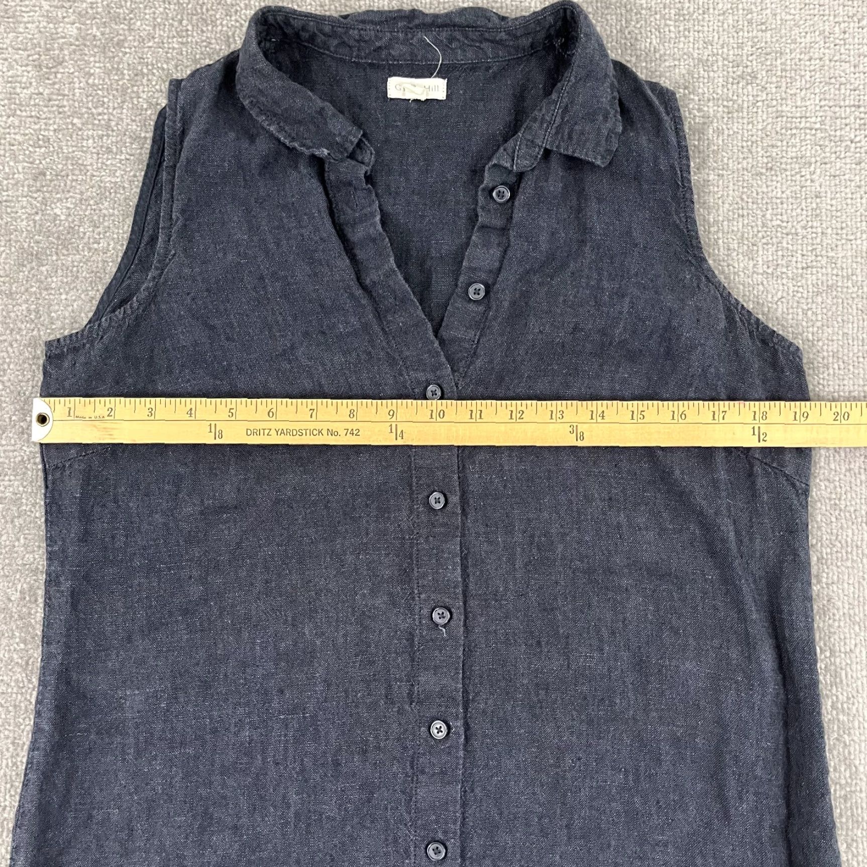 Vintage Garnet Hill Shift Dress Womens Size 8 Blue Linen Sleeveless Button Up Casual Beach Top Size M / US 6-8 / IT 42-44 - 5 Thumbnail