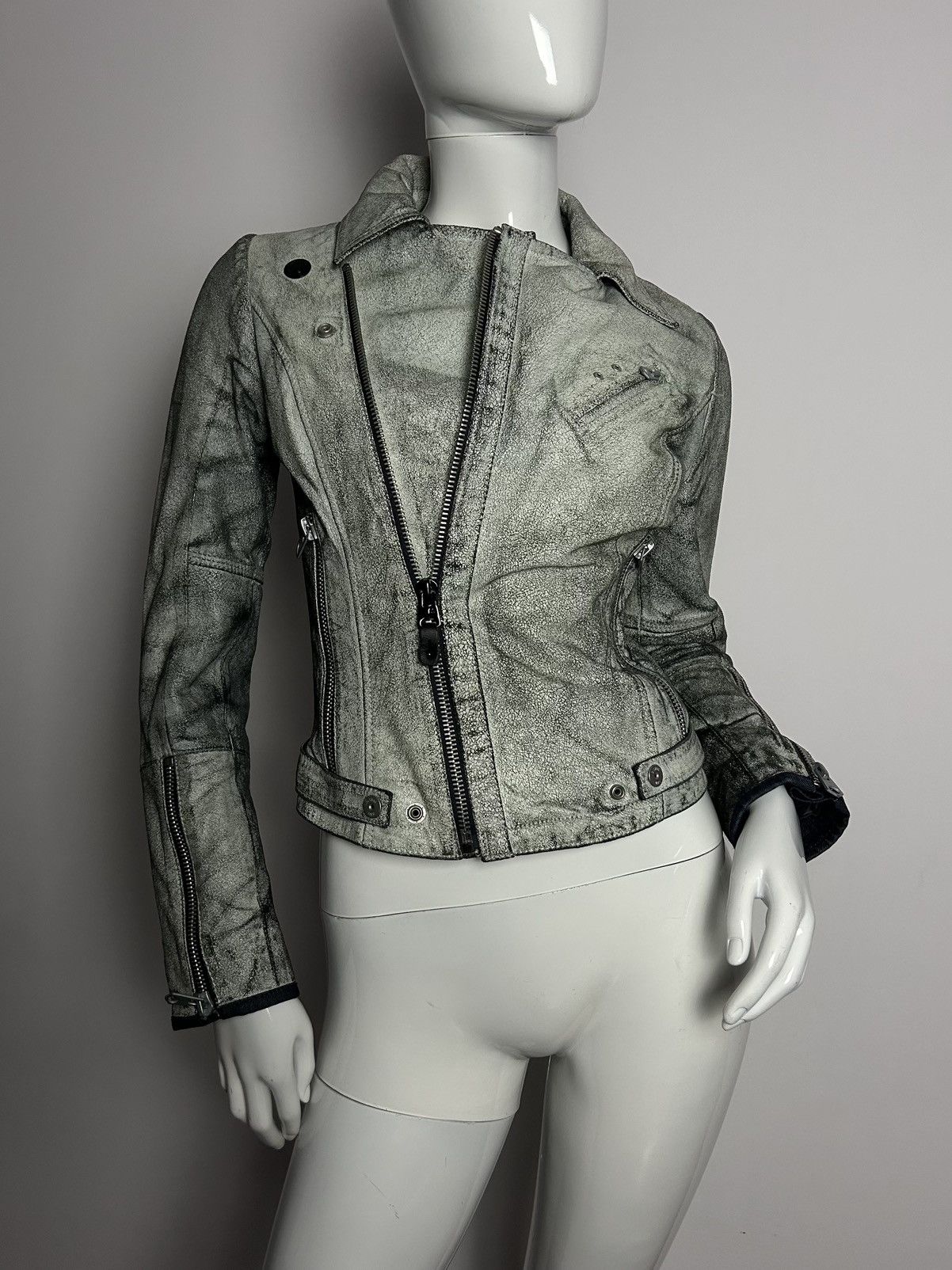 Other Designed crackle texture leather biker asymmetric jacket Size S / US 4 / IT 40 - 3 Thumbnail