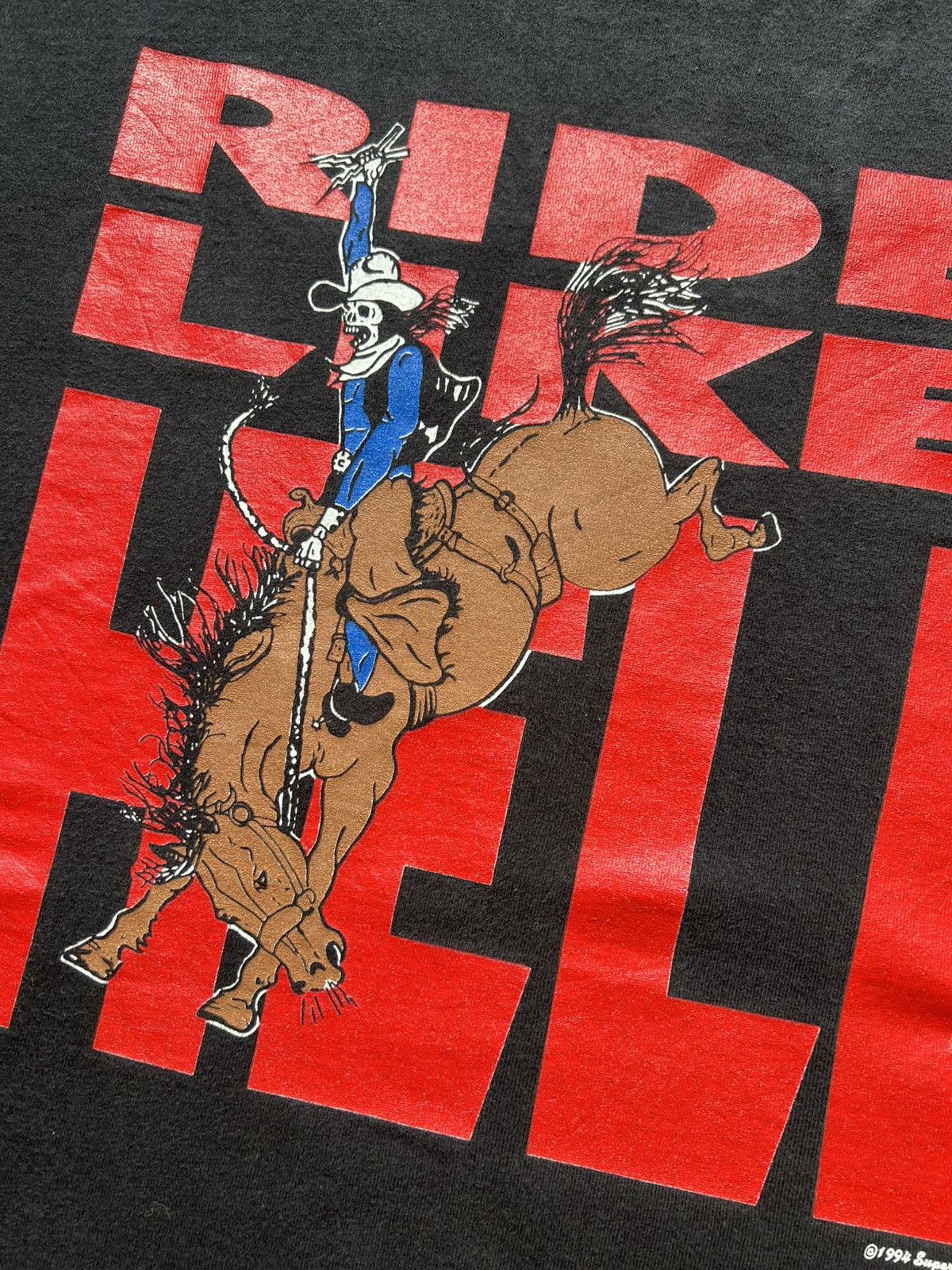 Vintage ‘90s Rodeo Ride Like Hell Go To Heaven Vintage Tee Shirt Size US XL / EU 56 / 4 - 4 Thumbnail