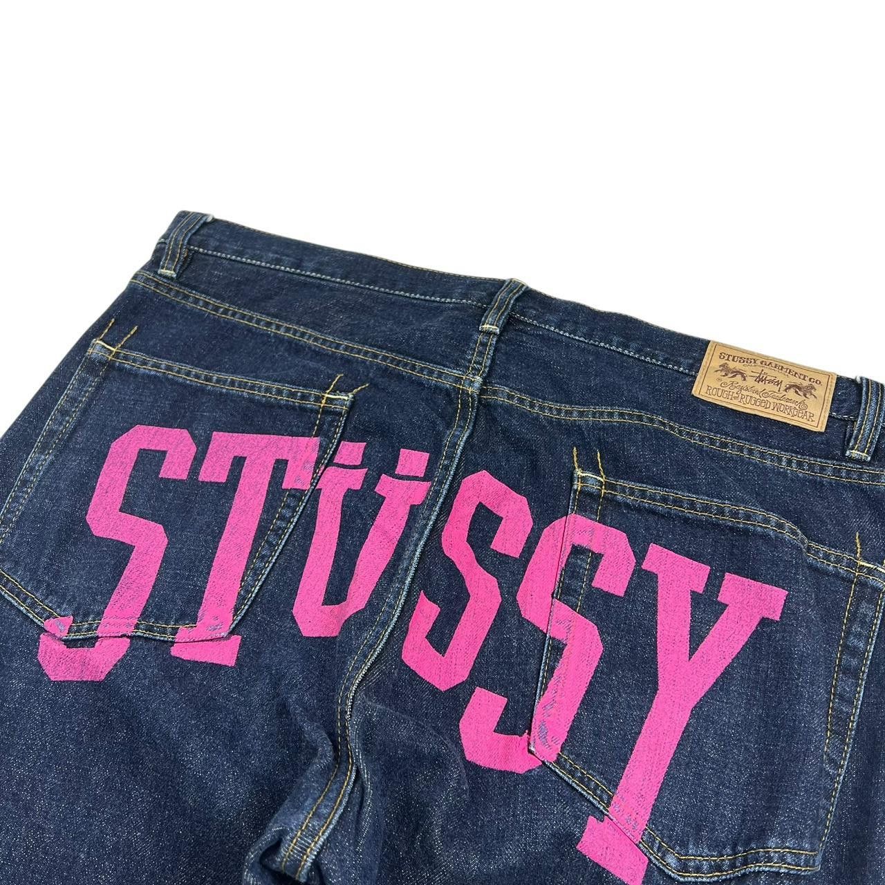Stussy Vintage 2000s Stussy Spellout Pink Jeans - Waist: 38” Size US 38 / EU 54 - 3 Thumbnail