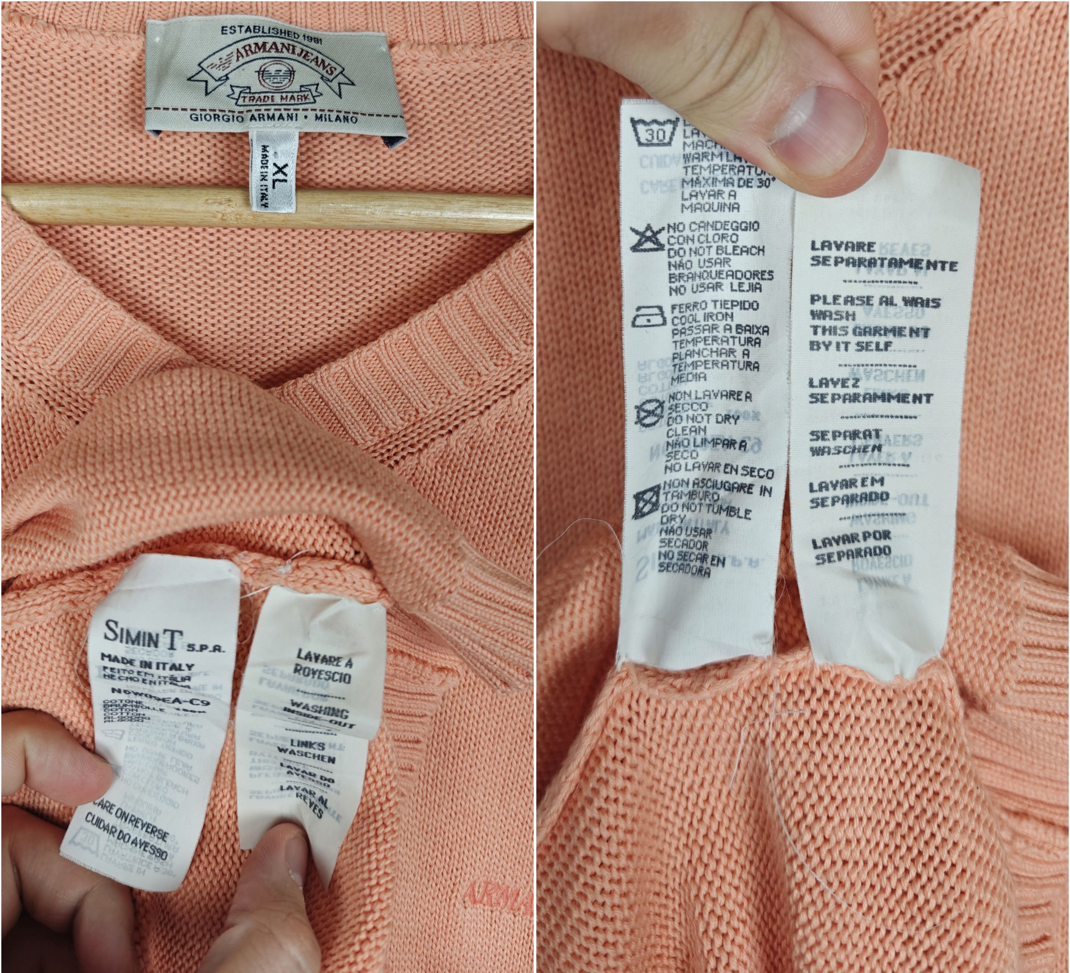 Armani Armani Jeans VTG Knit Sweater Orange Pullover XL Size US XL / EU 56 / 4 - 9 Thumbnail