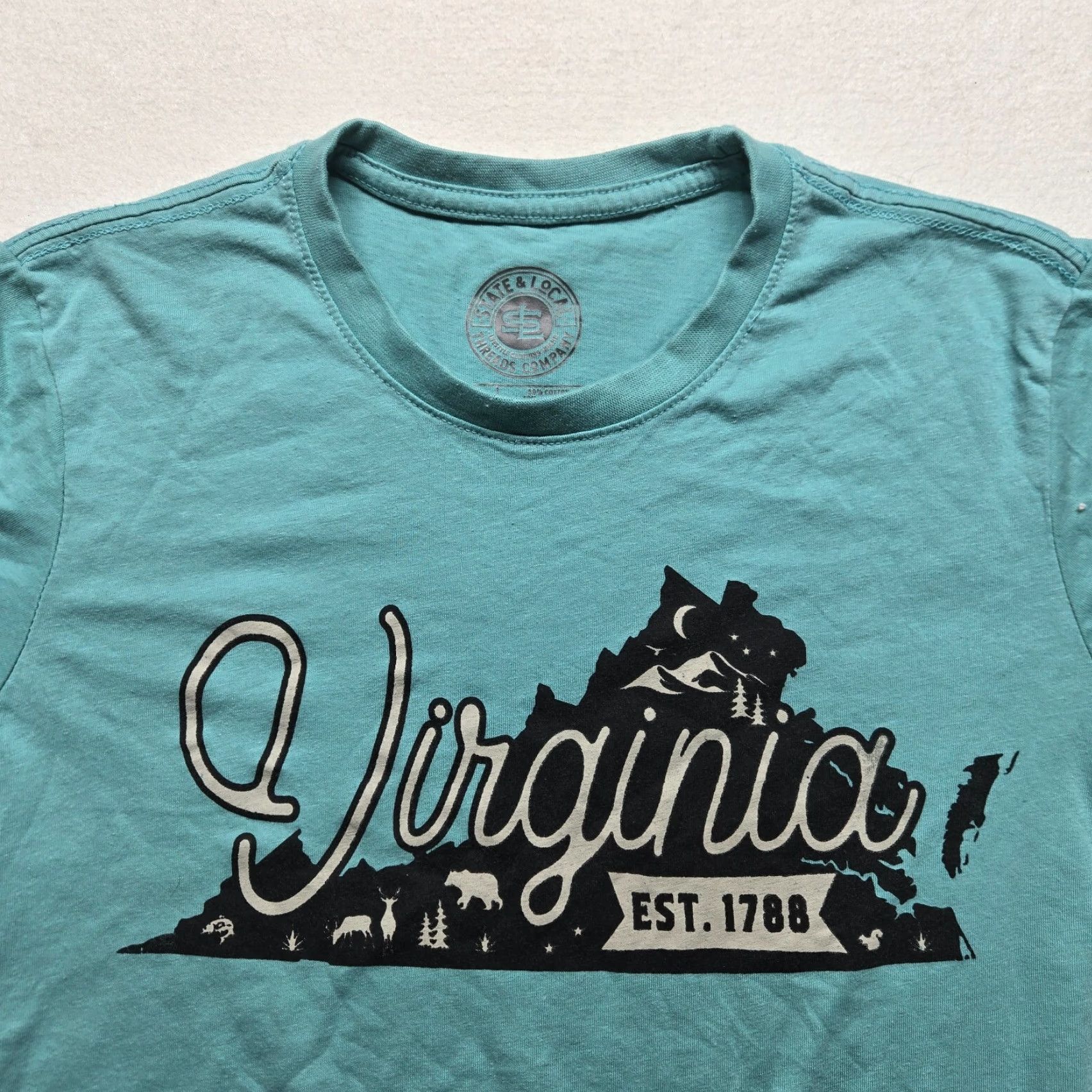 Vintage Blue Virginia State Hometown Pride Tee Shirt Short Sleeve Adult M Blue Virginia State Shirt M Mens USA Patriotic Graphic Tee 90s? Size US M / EU 48-50 / 2 - 2 Thumbnail