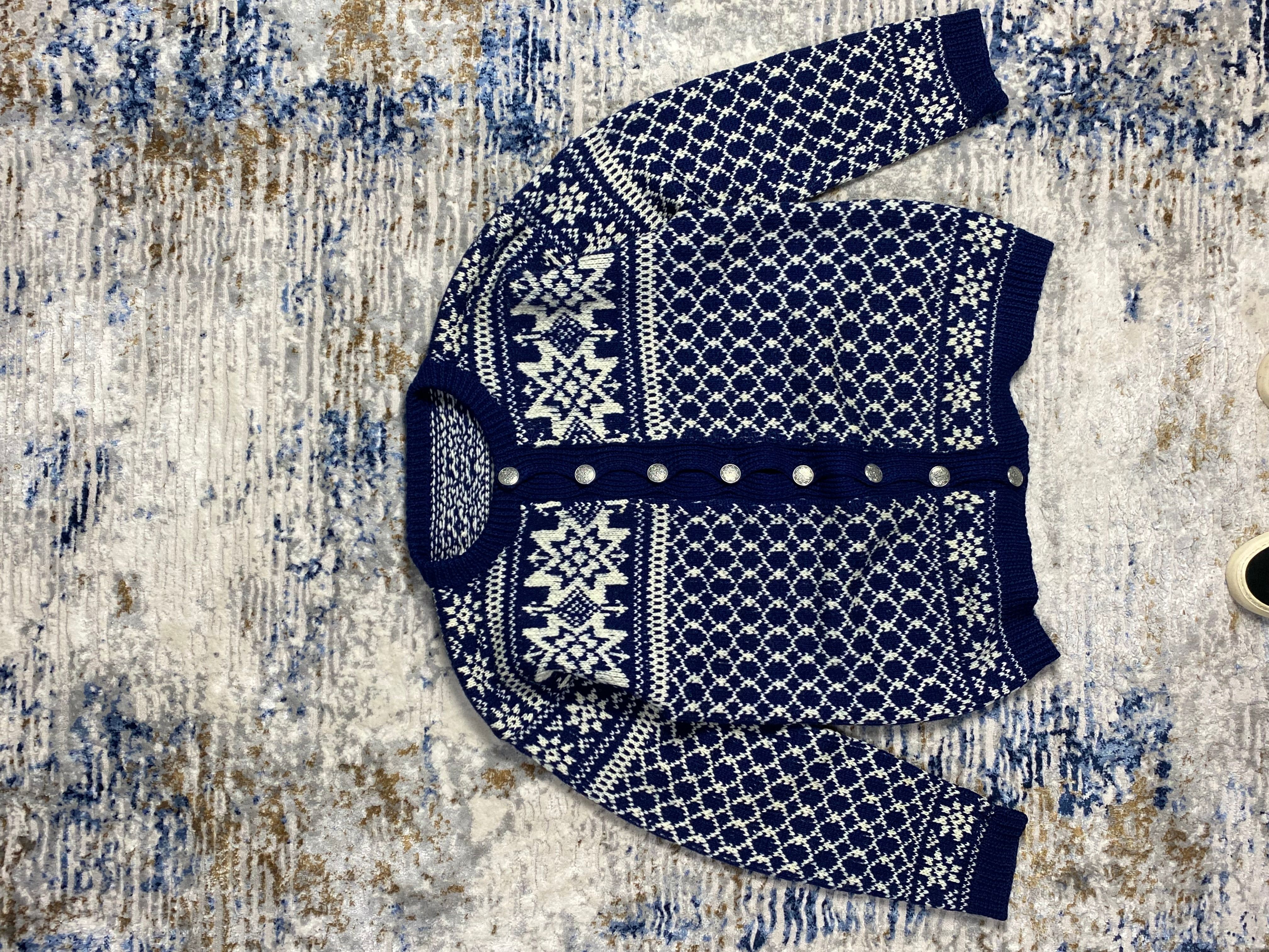 Pre-owned Vintage Handknitted Norway Wool Sweater In Blue