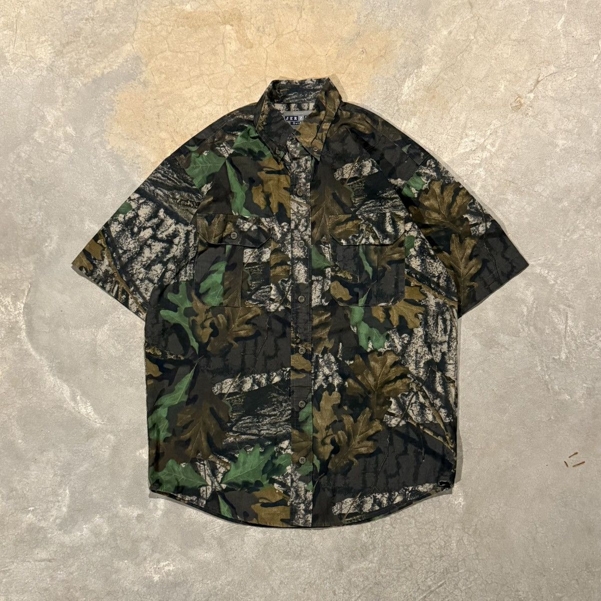 Vintage 1990s Jerzees Outdoors Woodland Camo Button Up Shirt ERD Size US L / EU 52-54 / 3 - 1 Thumbnail