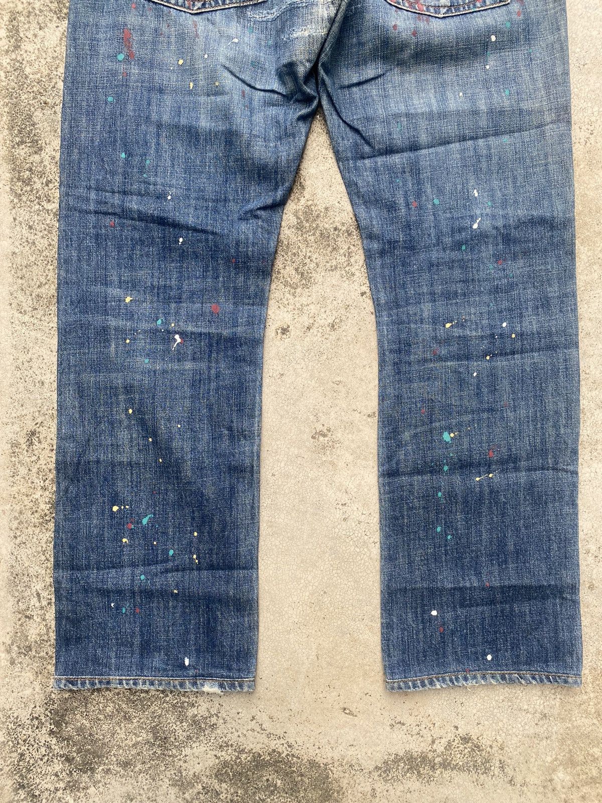 Armani × Armani Exchange × Le Grande Bleu (L.G.B.) Armani Jeans Painted Faded Loose Denim Jeans Size US 33 - 21 Thumbnail