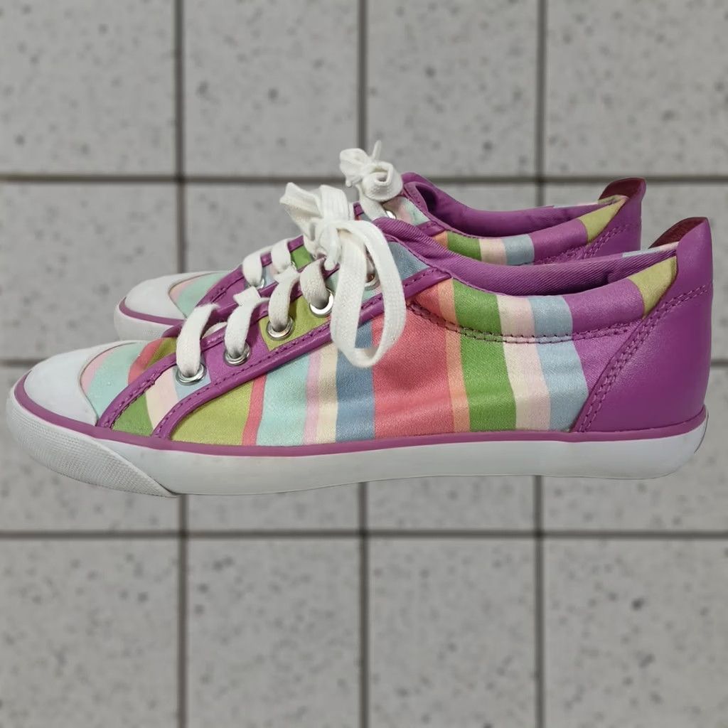 Coach Coach Barrett Pastel Stripes Canvas Sneaker Women 7.5B Multicolor Lace Up Casual Shoes Size US 8 / IT 38 - 1 Thumbnail