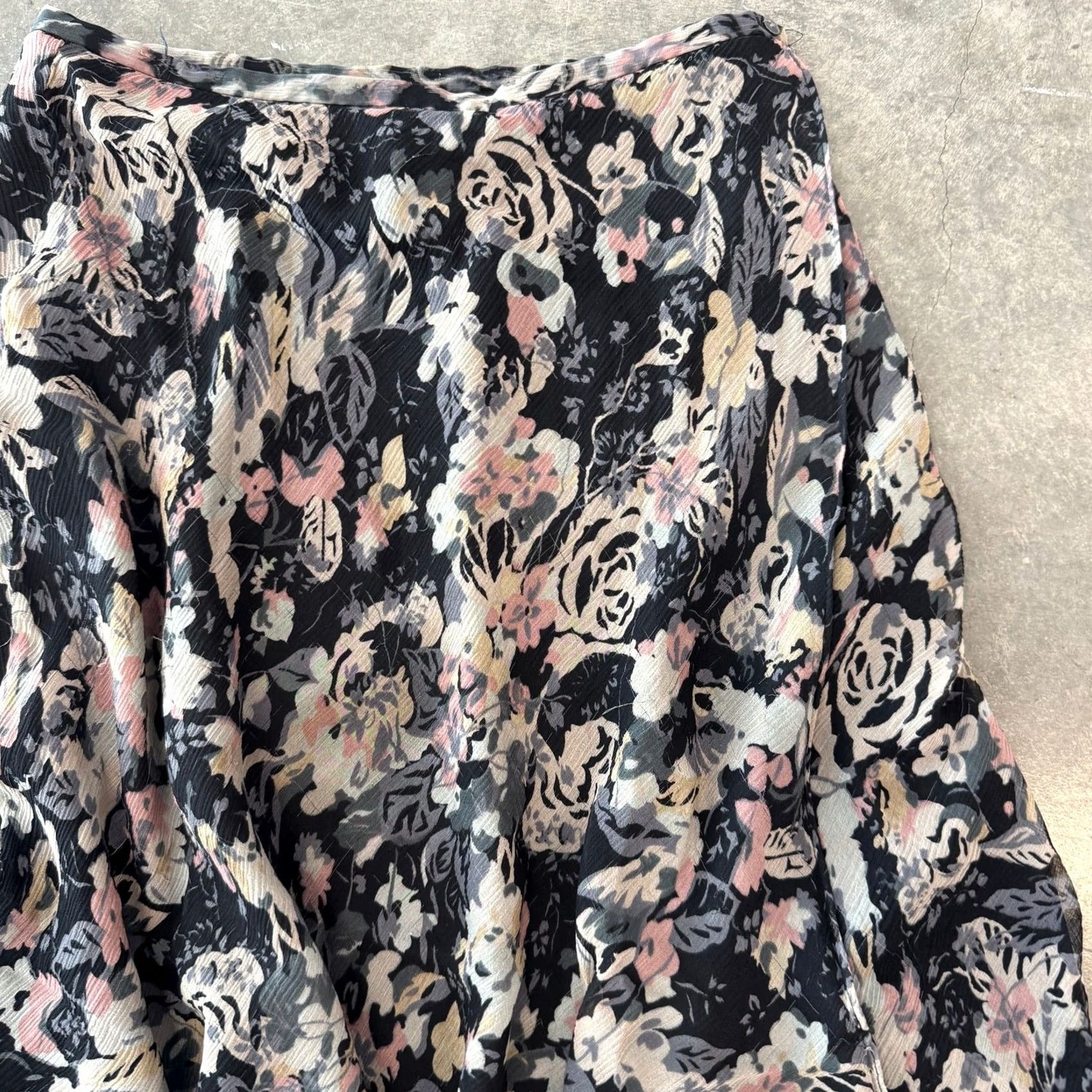 Layer 8 VINTAGE Y2K 90's 100% Silk Floral Flowy Midi Layer Fairy Boho Prairie Skirt SZ 8 Size 30" / US 8 / IT 44 - 3 Thumbnail