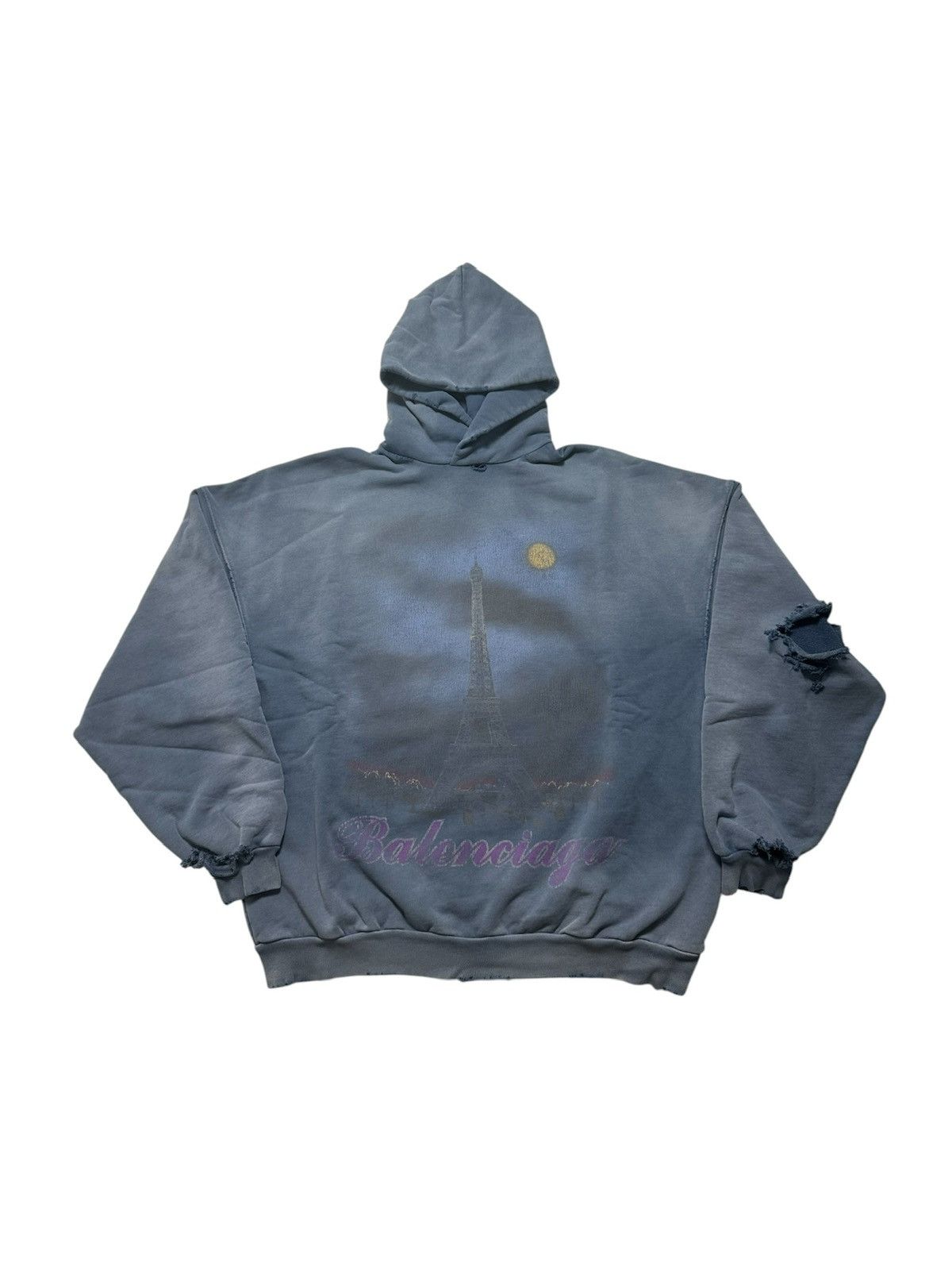 Balenciaga Balenciaga Paris Moon hoodie faded blue Sz2 NEW Size US M / EU 48-50 / 2 - 1 Thumbnail