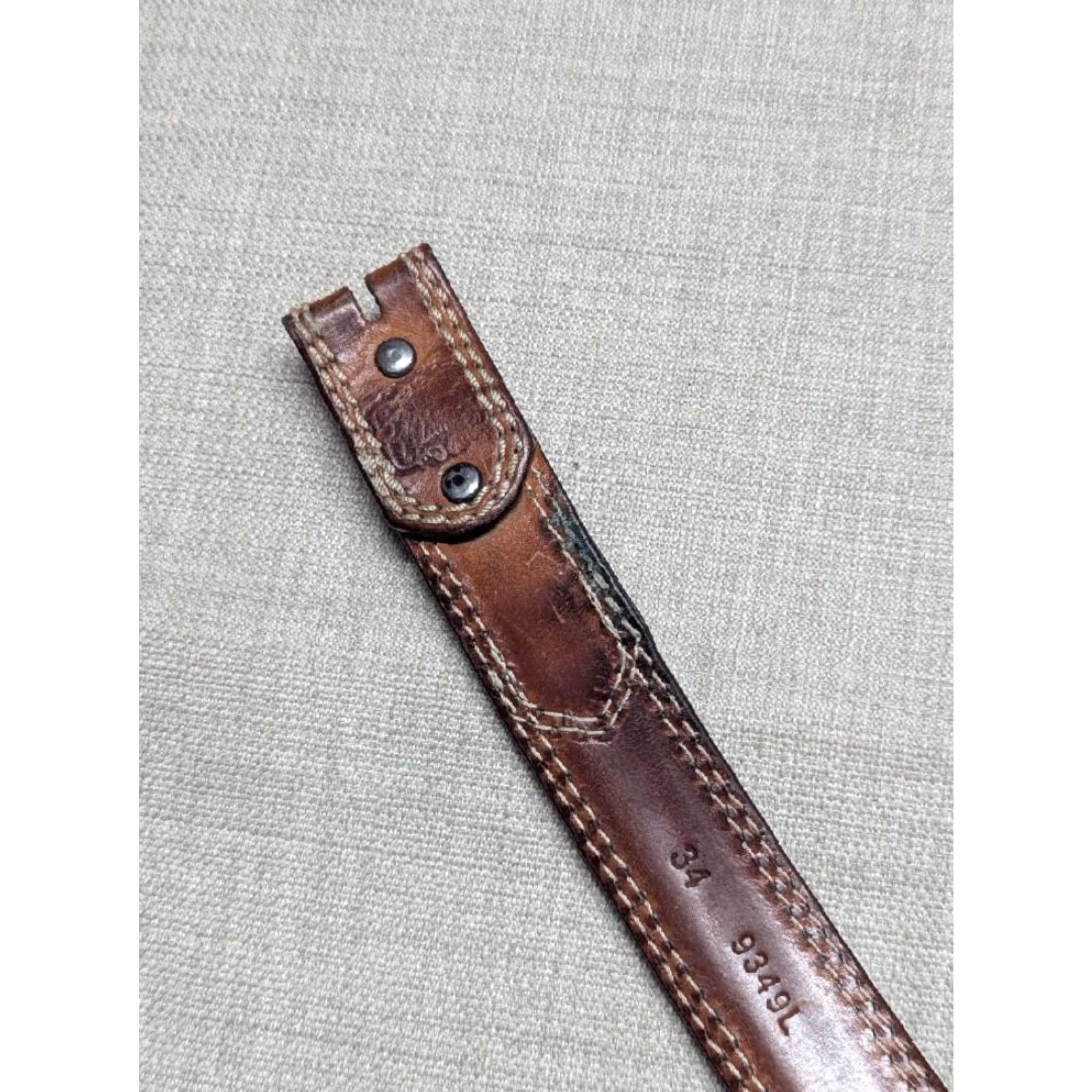 Tony Lama TONY LAMA Belt 34 Cowhide Leather Stitched Brown Western Belt Men Size 34 - 3 Thumbnail