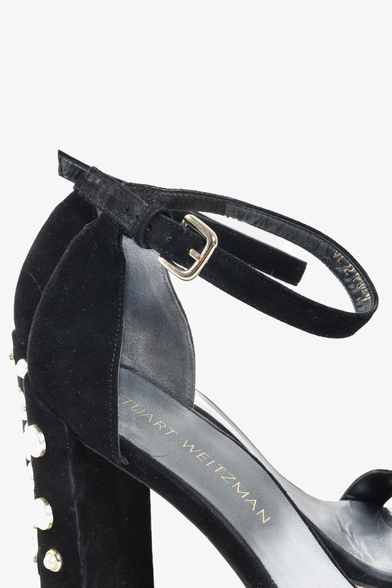 Stuart Weitzman Stuart Weitzman Black Pearl Studded Open-Toe Heeled Sandals Size US 9.5 / IT 39.5 - 9 Thumbnail