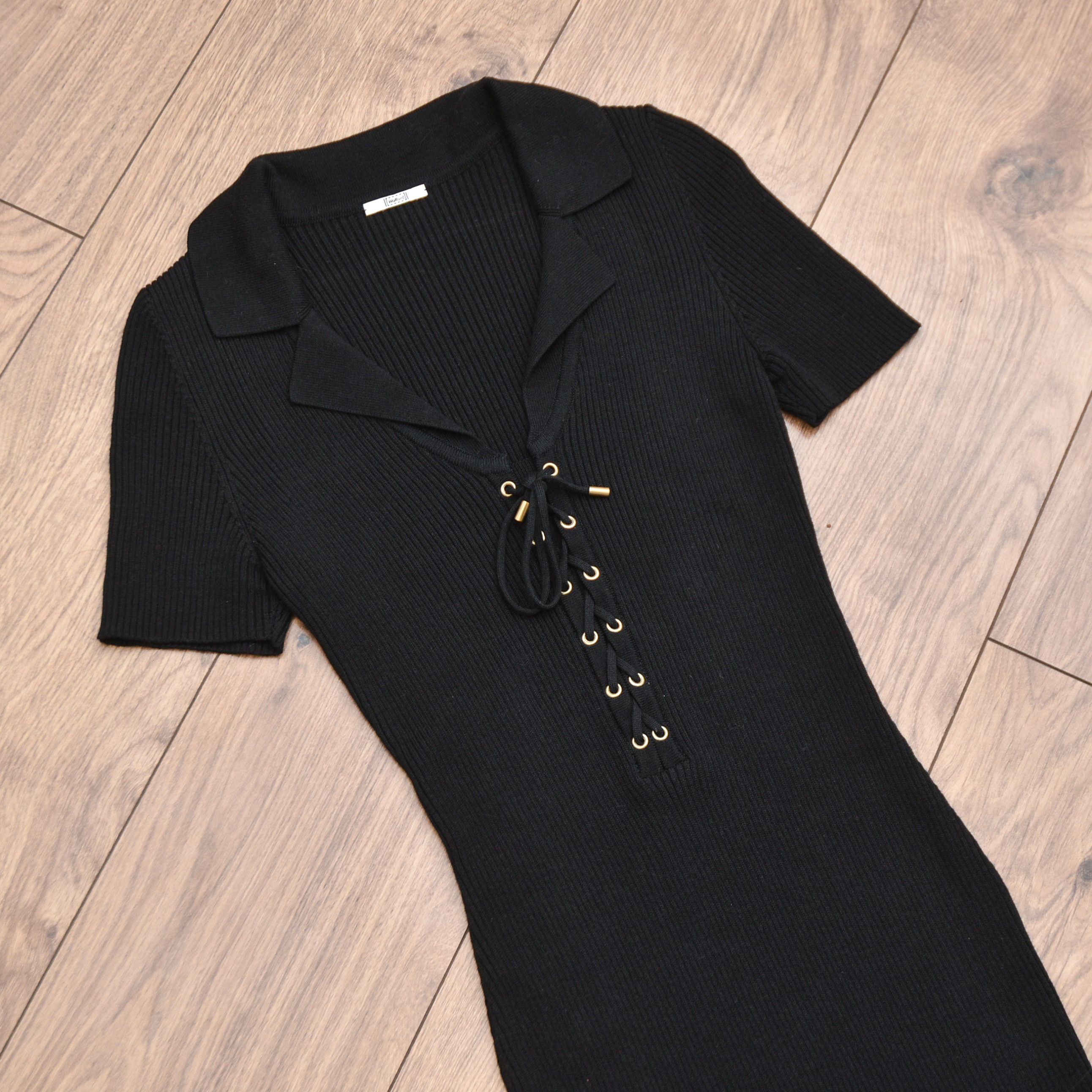 Wolford WOLFORD Ribbed Knit Midi Dress Virgin Wool Cotton Lace Up Size XS / US 0-2 / IT 36-38 - 7 Thumbnail