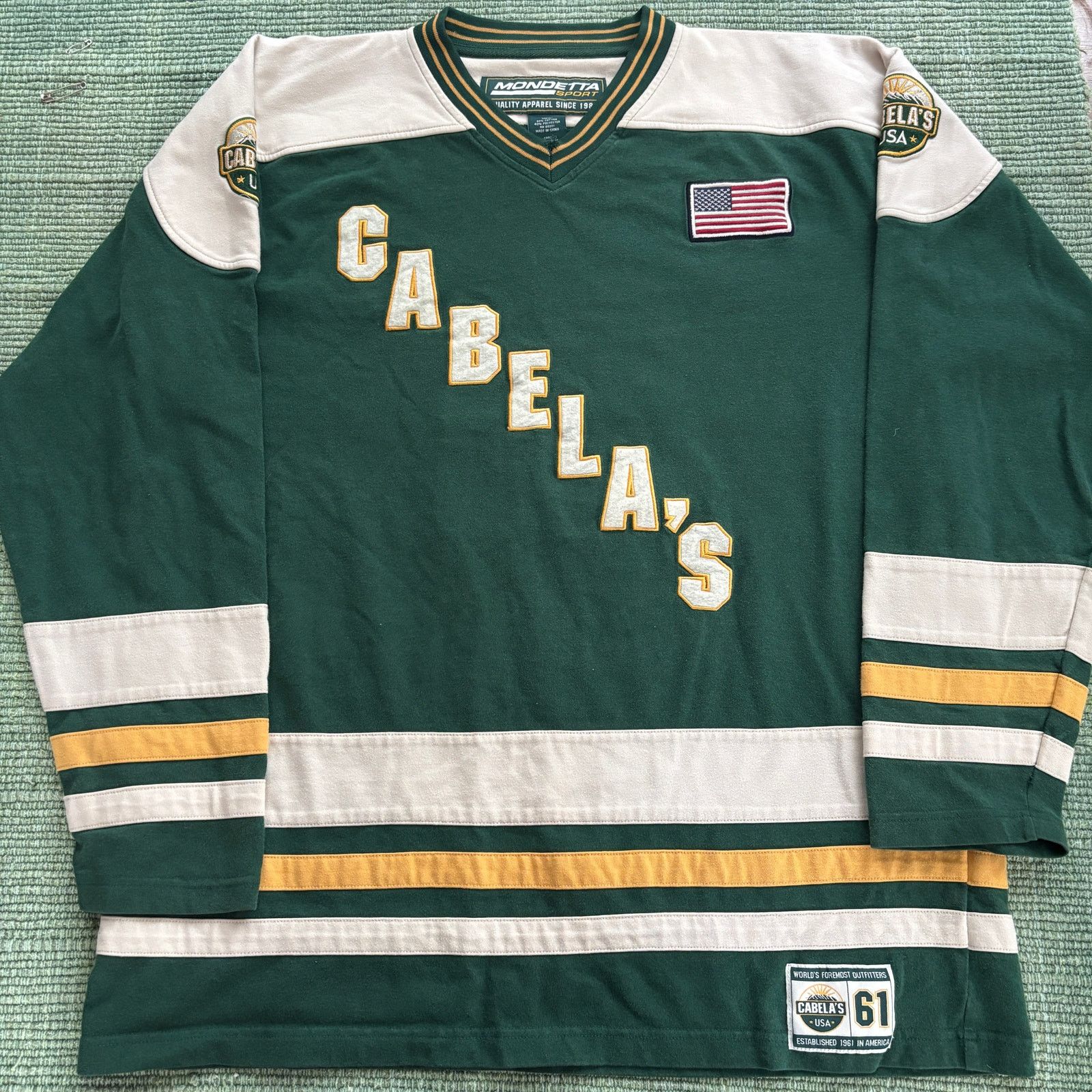 Cabelas × Vintage Vintage 90s Y2K Green Cabela's Cotton Baggy Hockey Jersey XL Size US XL / EU 56 / 4 - 1 Thumbnail