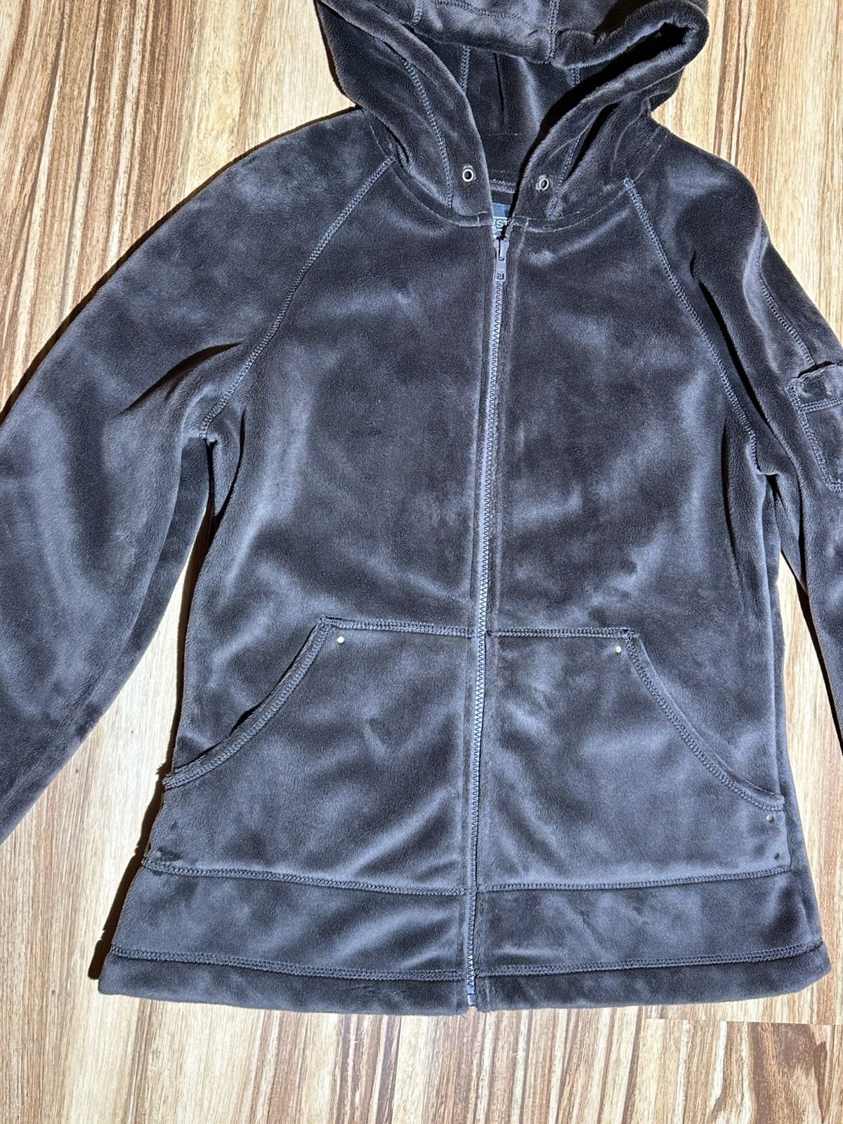 Other Kristen Blake Brown Soft Plush Velour Zip Up Hooded Size S / US 4 / IT 40 - 5 Thumbnail