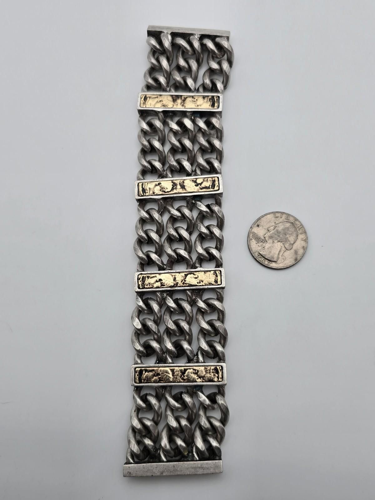 TATRAS Tat2 Designs Chain Bracelet 7 Length, 1.5 Wide Gold Plated Size ONE SIZE - 5 Thumbnail