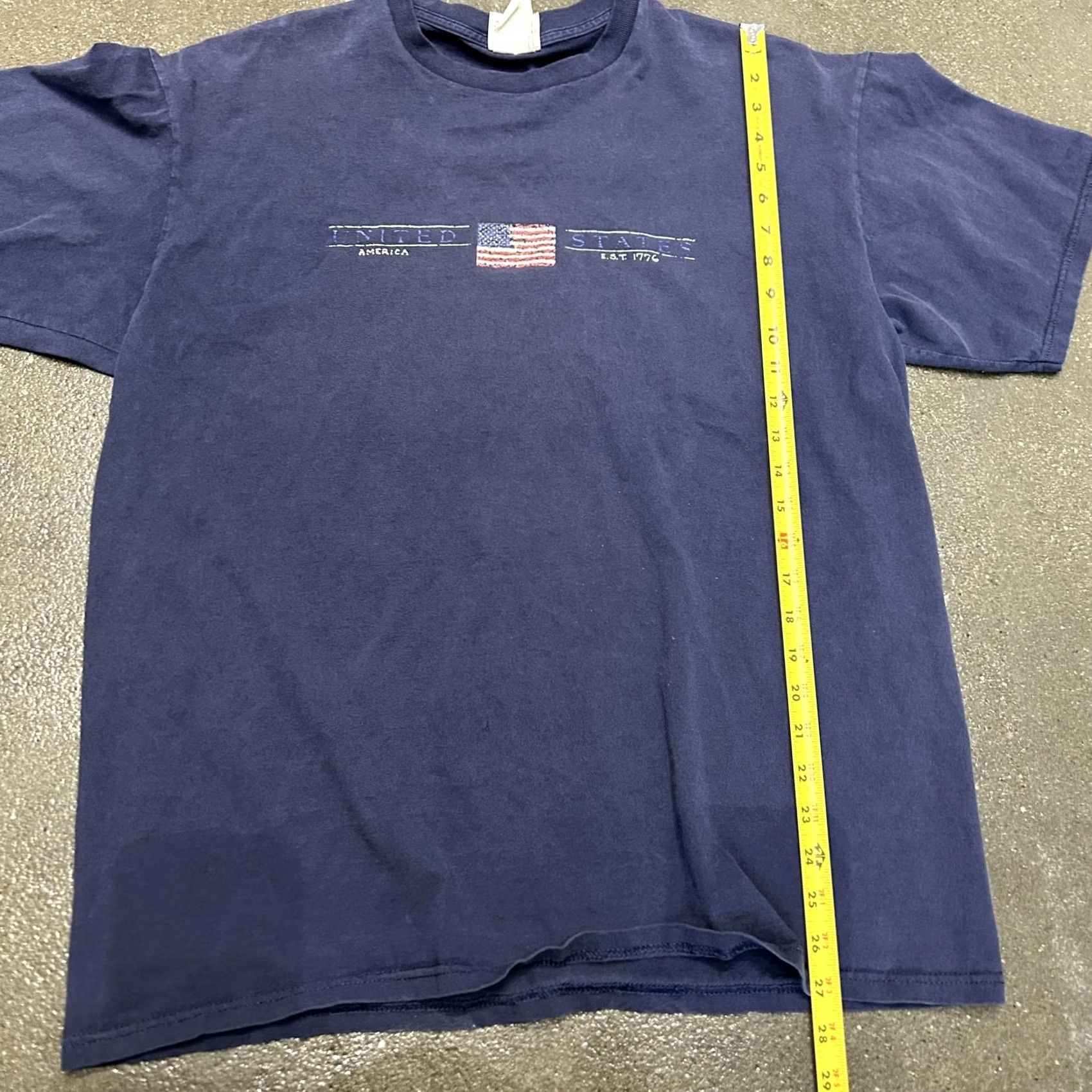 TEE JAYS VINTAGE USA FLAG Shirt Mens XL Blue Tee Jays United States Patriotic 90s Size US XL / EU 56 / 4 - 5 Thumbnail