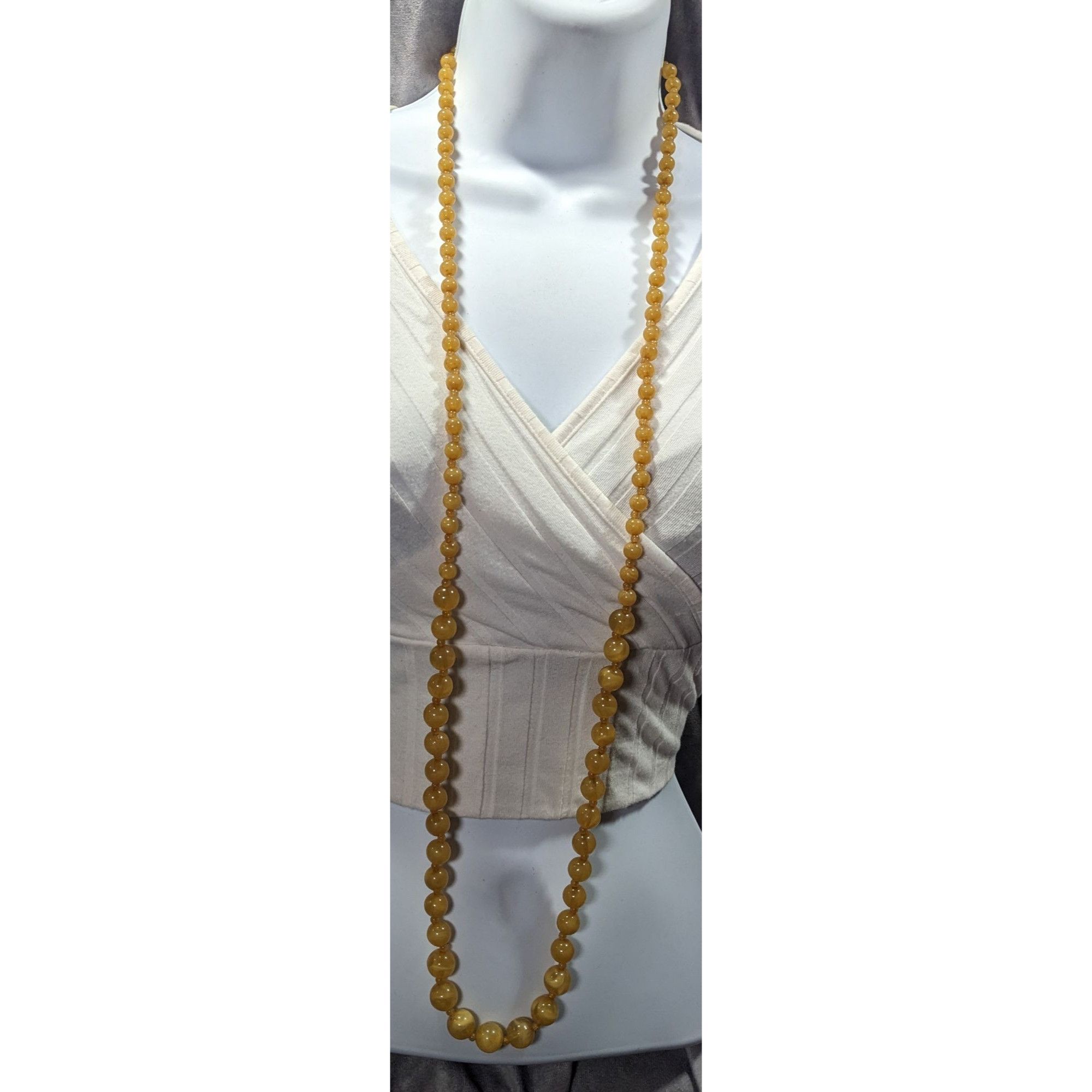 Other Vintage Honey Tone Beaded Opera Length Necklace Size ONE SIZE - 6 Thumbnail