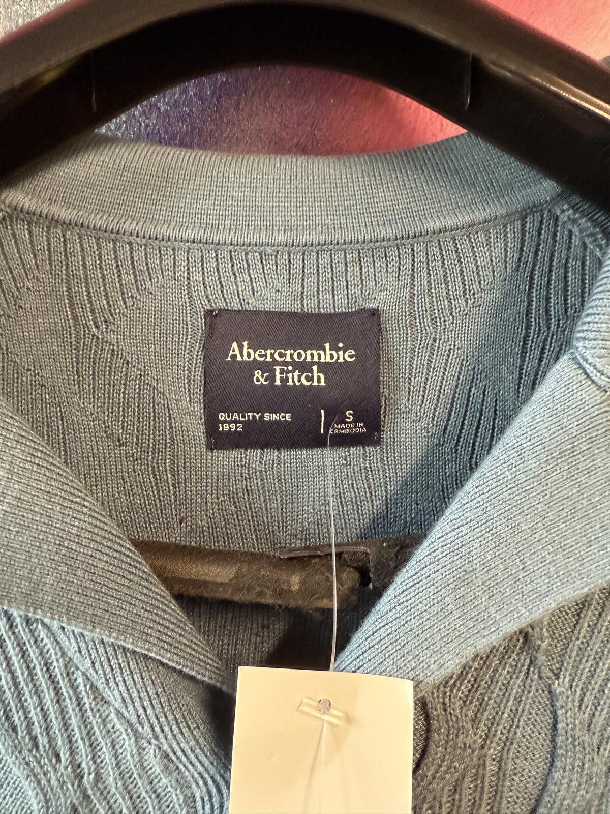 Other Abercrombie & Fitch Blue Geometric Stitch Knit Sweater Polo Size US S / EU 44-46 / 1 - 2 Thumbnail