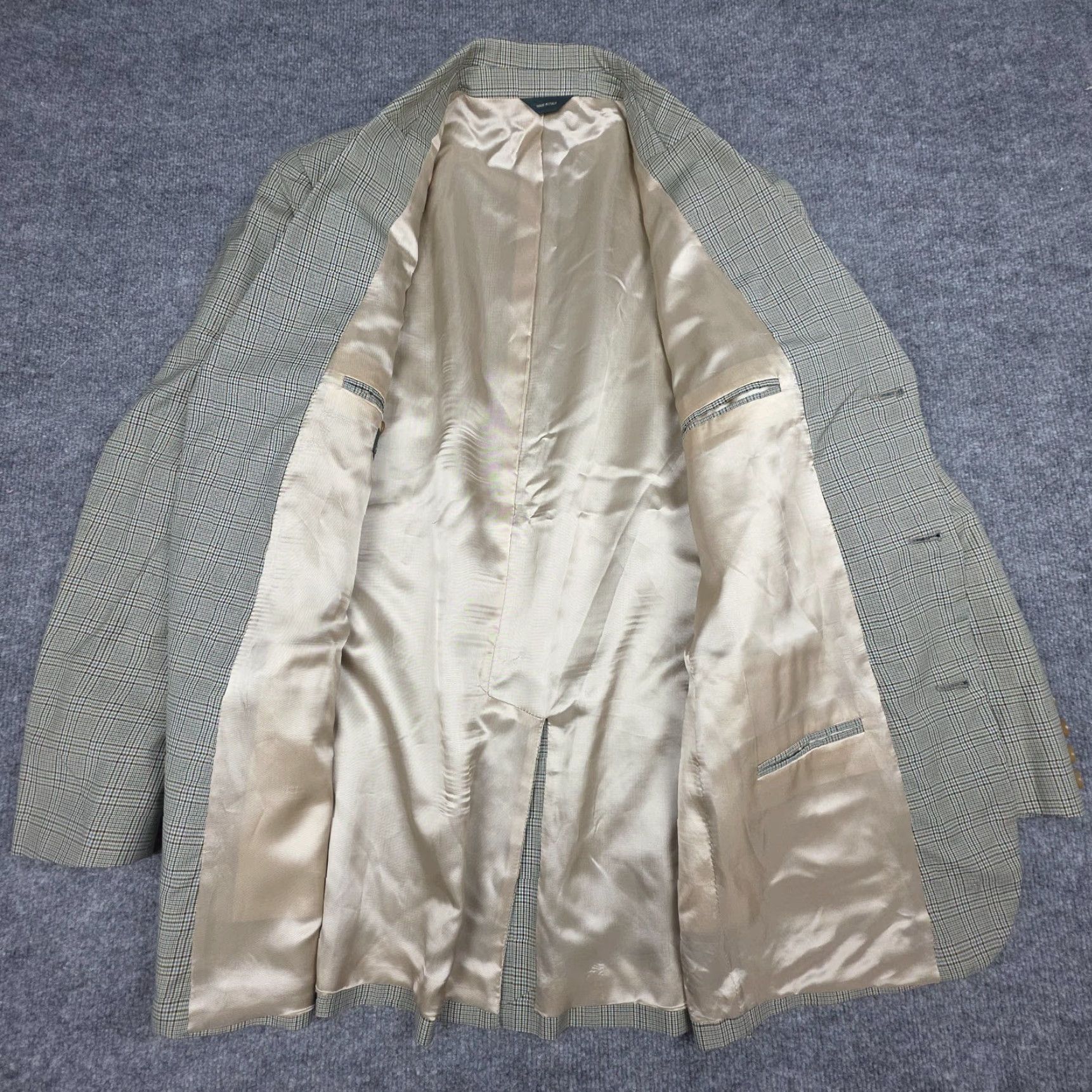 J.Crew VINTAGE J.CREW Blazer Sports Jacket Men's 42R Plaid Beige Blue Black Made Italy Size 42R - 4 Thumbnail