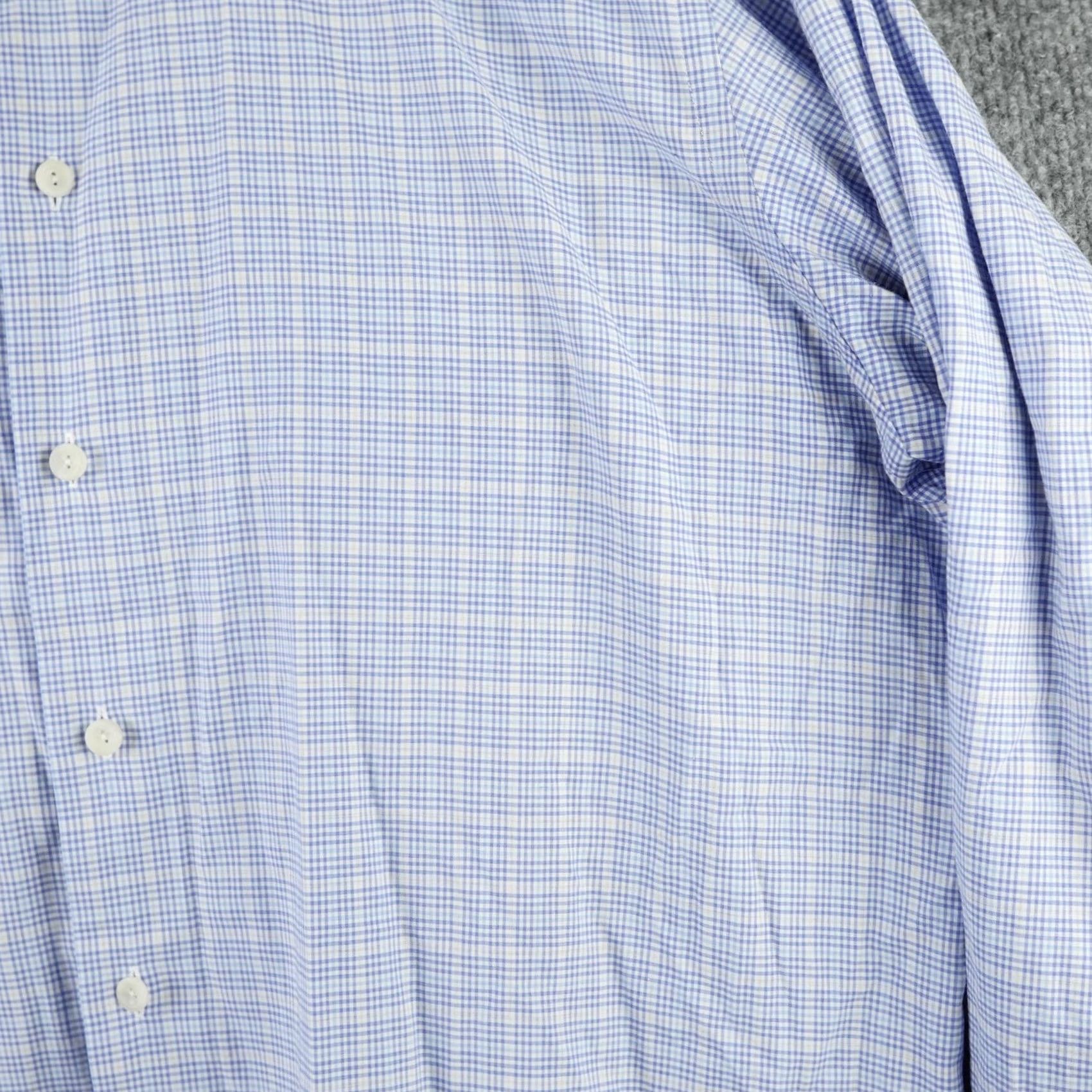 Eton Eton Dress Shirt Mens Blue White Check Contemporary Fit Button Up Cotton 17.5 44 Size 48R - 3 Thumbnail