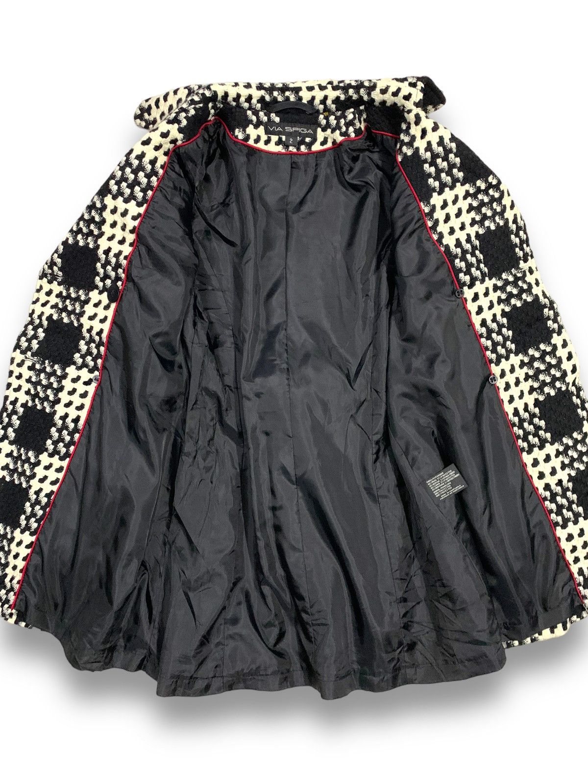 Other Vintage Via Spiga Wool Blend Woven Plaid Overcoat Size M / US 6-8 / IT 42-44 - 3 Thumbnail
