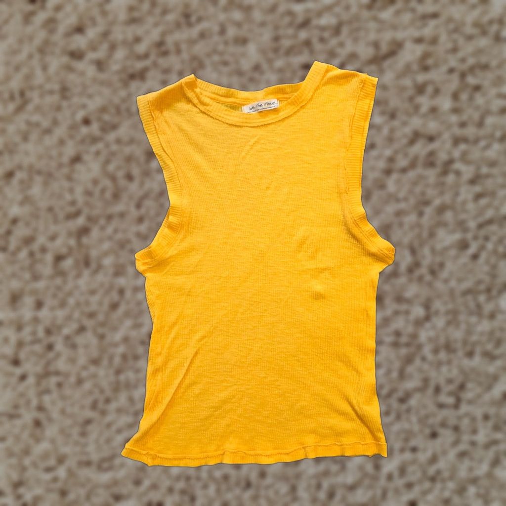 Free People Free People Tank Womens Size XS Yellow Ribbed Stretchy Layer Capsule Basic Top Size XS / US 0-2 / IT 36-38 - 1 Thumbnail