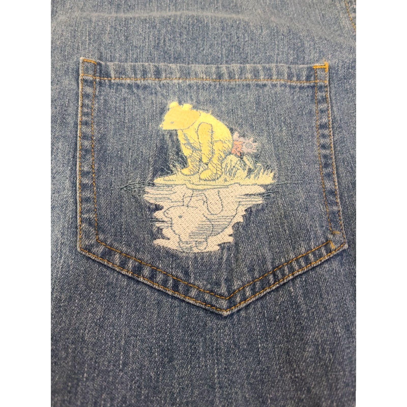 Disney VINTAGE Disney Denim Shirt Womens Medium Blue Cotton Denim Embroidered Pooh Piglet Tigger 90s Casual Button-Up Size M / US 6-8 / IT 42-44 - 3 Thumbnail