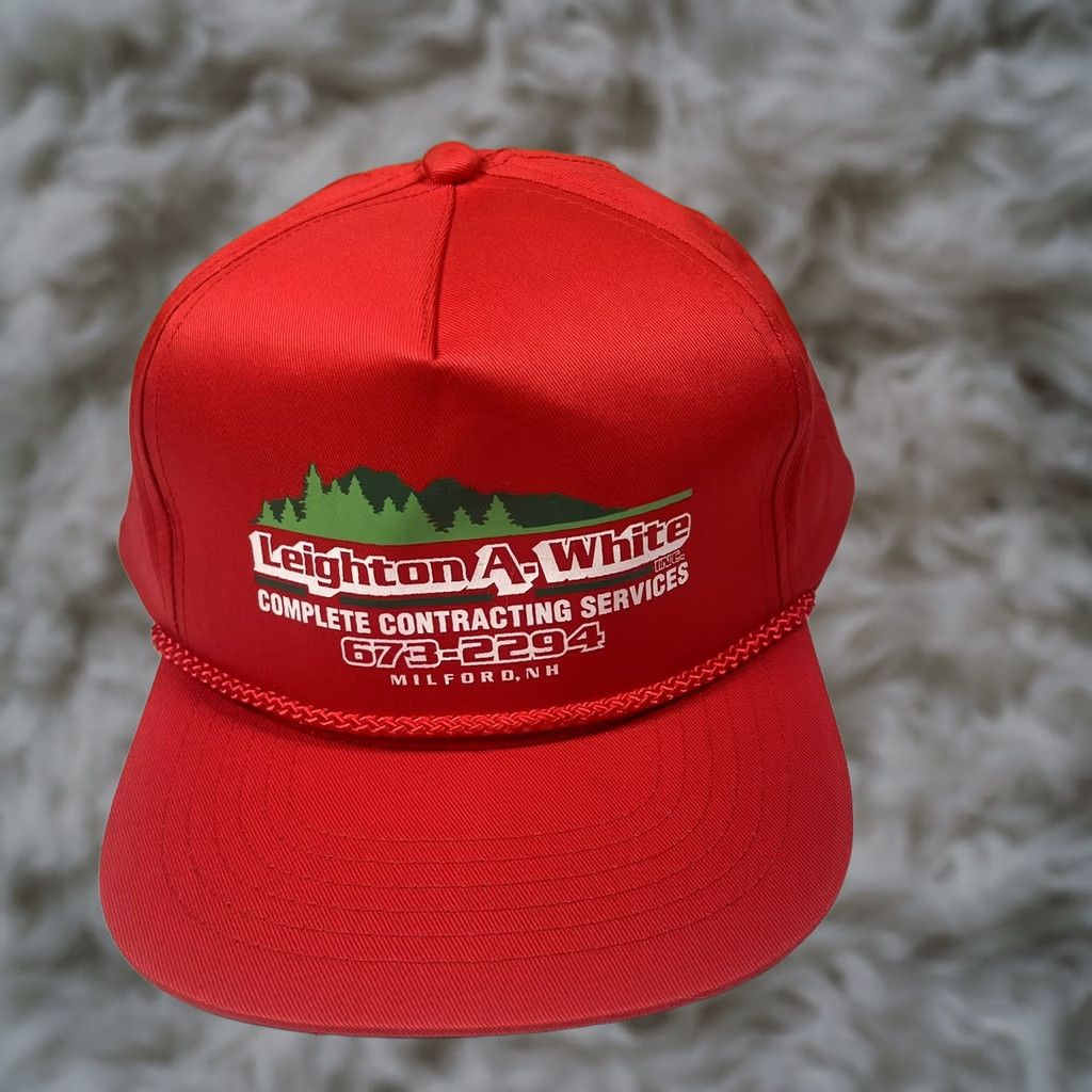 Roper VINTAGE Leighton A White Contracting Services Red Snapback Rope Trucker Hat Cap Men Size ONE SIZE - 1 Thumbnail
