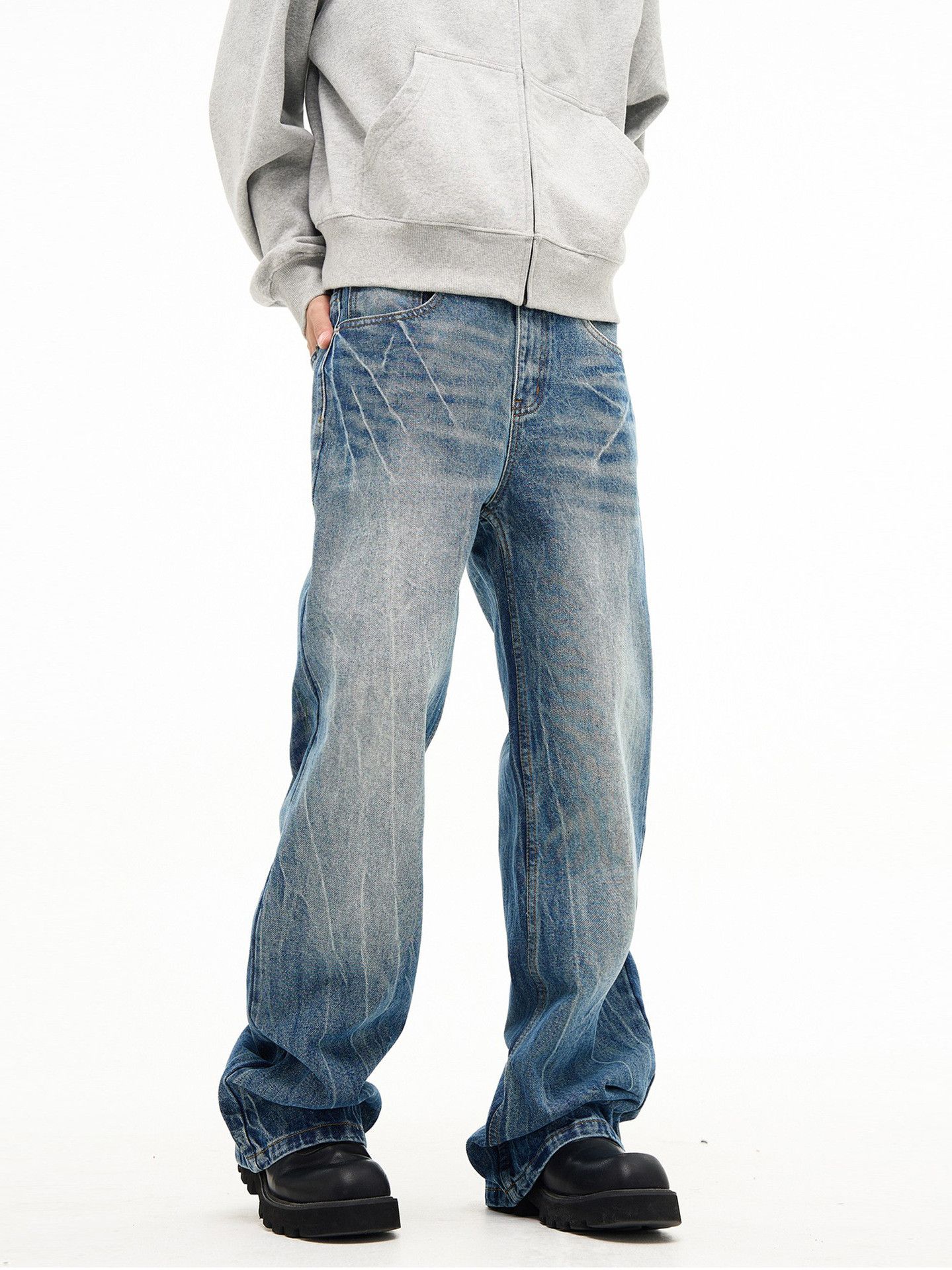 Japanese Brand × Jean Lightning wash vintage cleanfit straight bootcut jeans Size US 32 / EU 48 - 6 Thumbnail