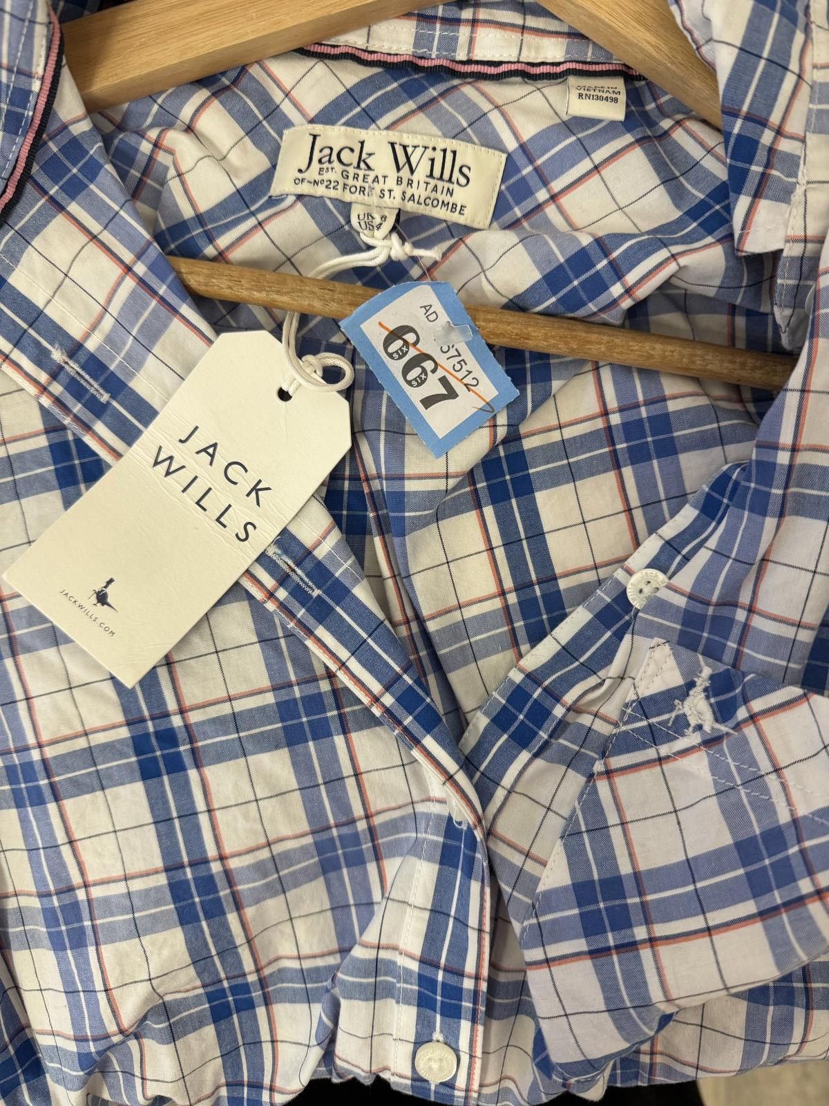 Jack Wills Jack Wills Sleeveless Blue and White Plaid Dress with Hood Size S / US 4 / IT 40 - 2 Thumbnail