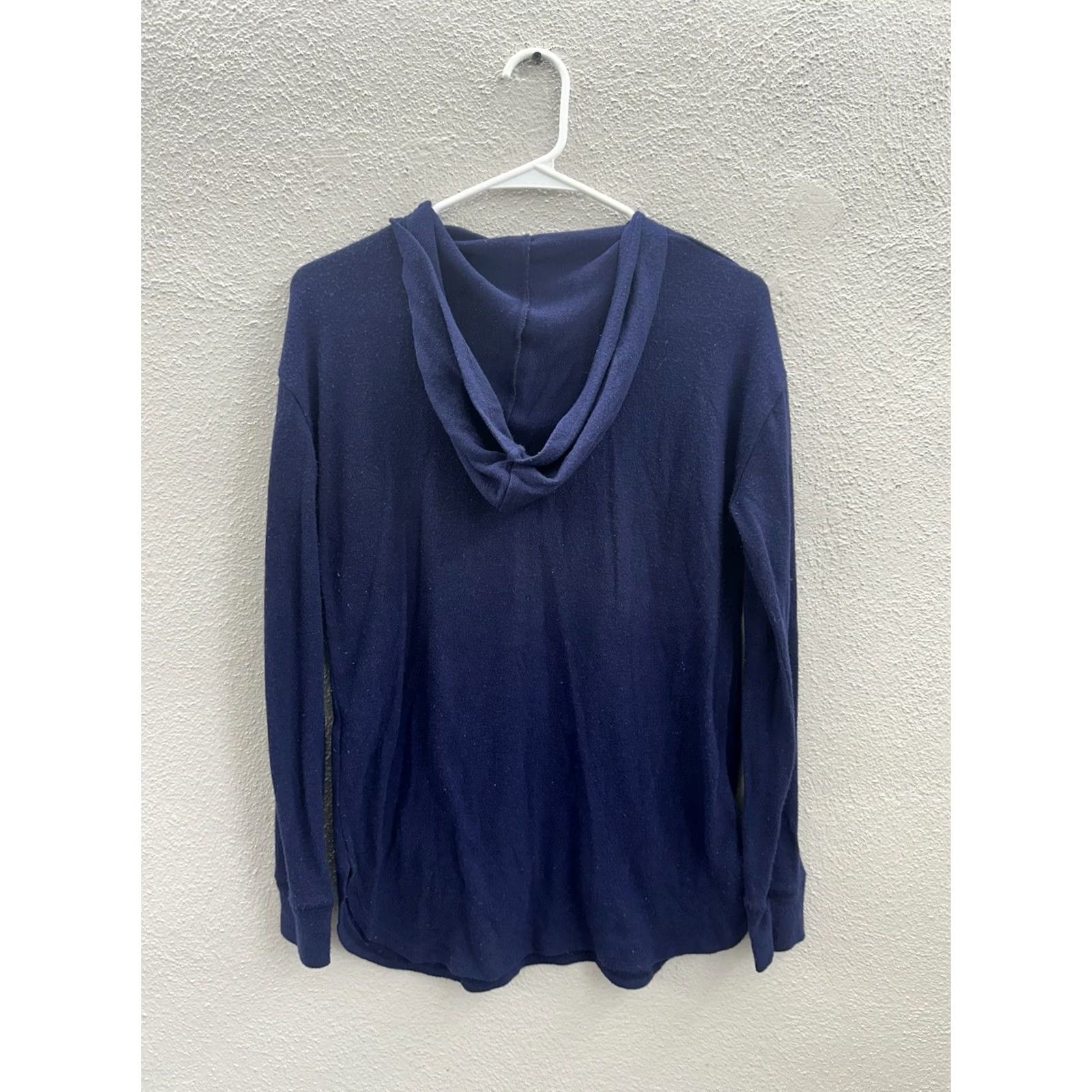 Vintage Derek Heart Womens Shirt Blouse Long Sleeve Hooded CrissCross Neckline Blue Size M Regular Pattern Solid Size M / US 6-8 / IT 42-44 - 6 Thumbnail