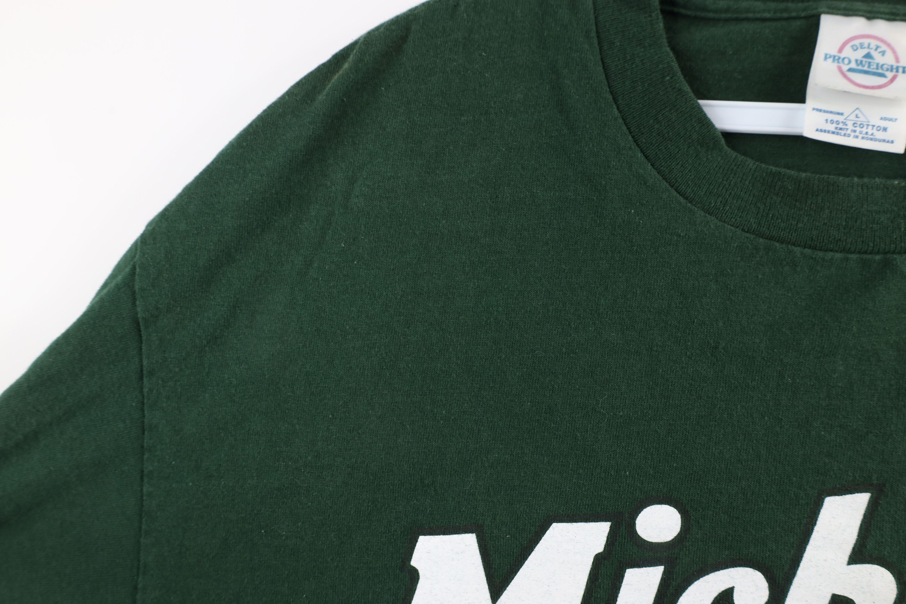 Vintage Vintage 90s Script Michigan State University T-Shirt Green Size US L / EU 52-54 / 3 - 5 Thumbnail
