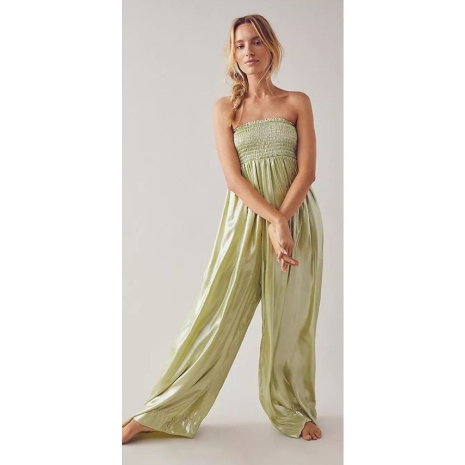 Free People New Free People Julie Metallic Wide-Leg Jumpsuit $200 XS Size 26" / US 2 / IT 38 - 2 Thumbnail