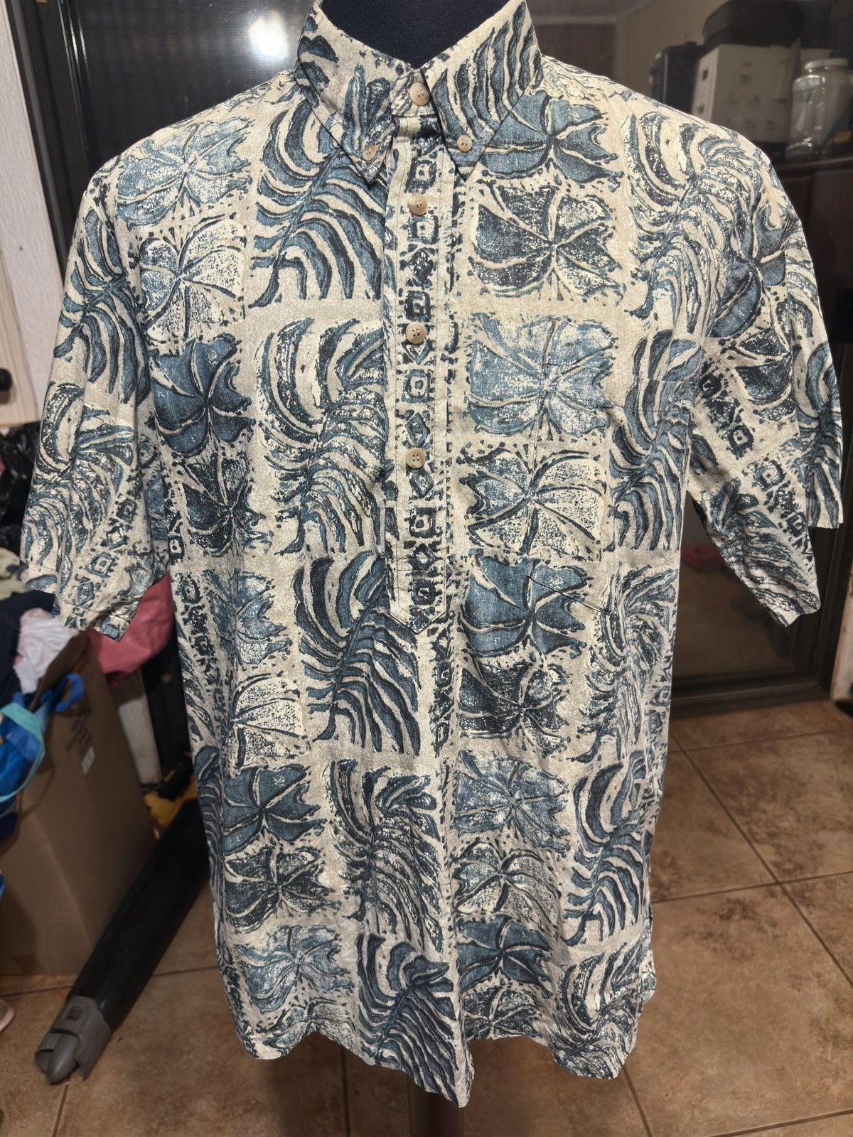 Other PreOwned Kahala Hawaiian Print 3/4 Button Blue Men's Large Size US L / EU 52-54 / 3 - 1 Thumbnail