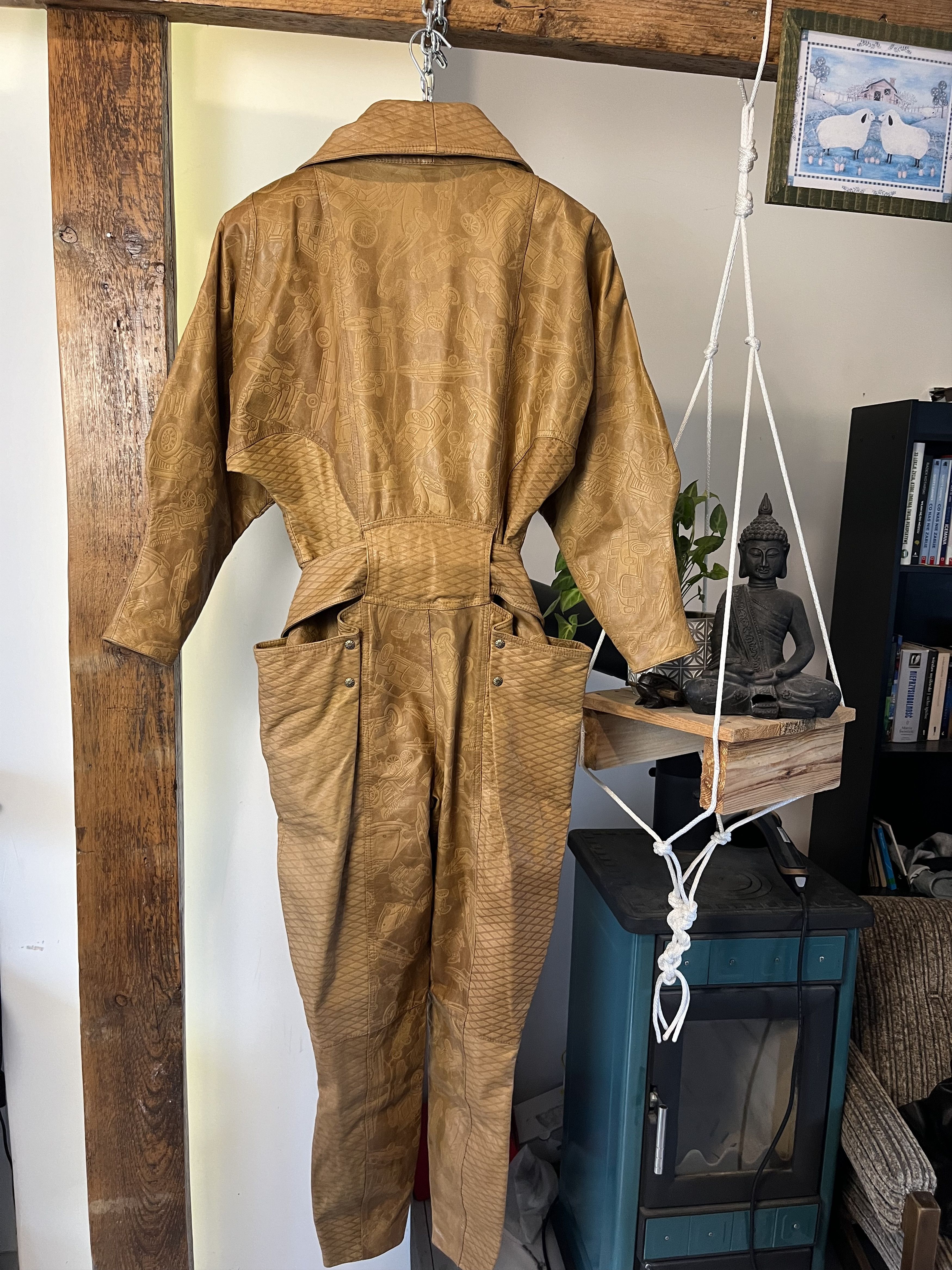Japanese Brand × Vintage 80s Brazilian Long Lamb Leather Festival Jumpsuits Size US 30 / EU 46 - 4 Thumbnail