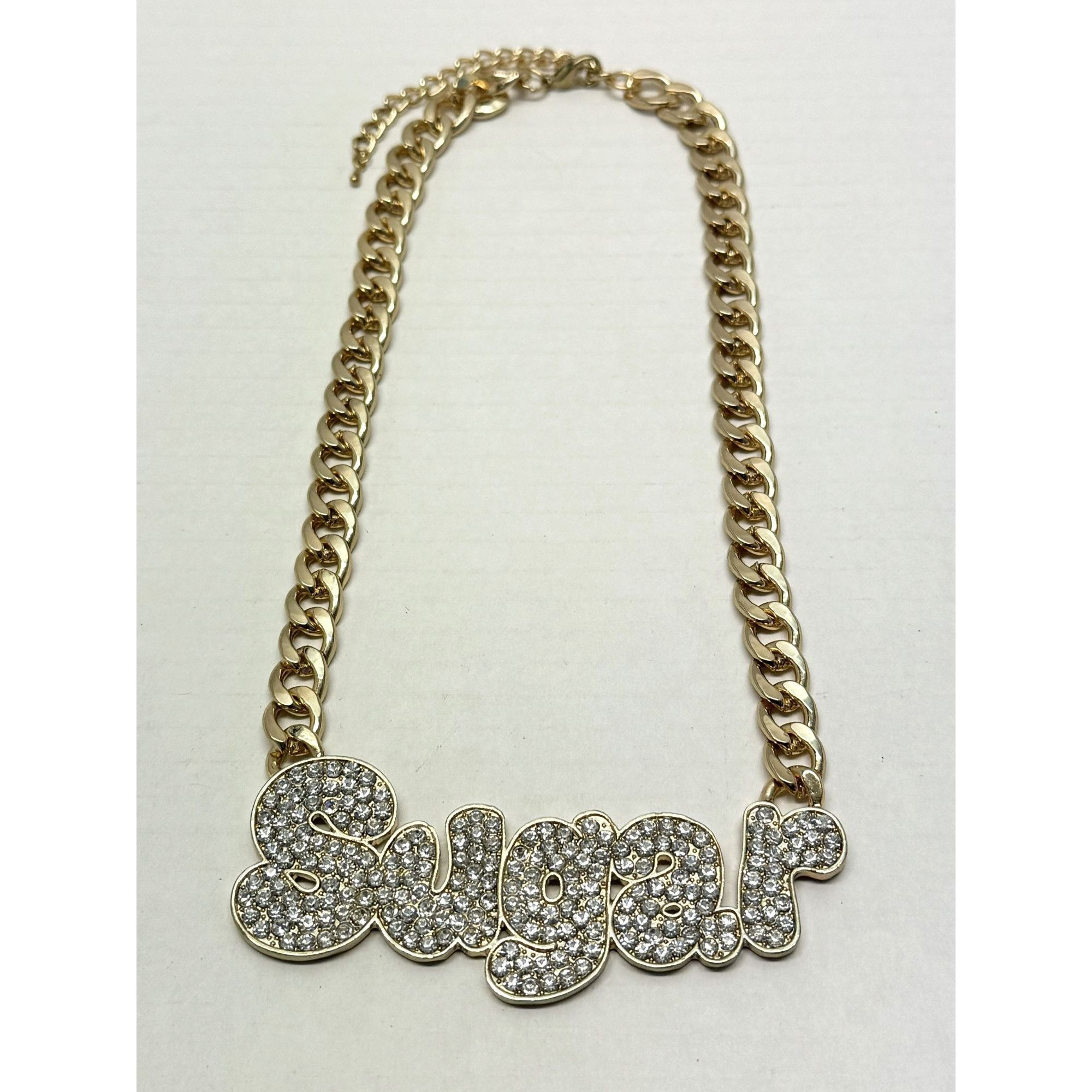 Vintage Sugar Rhinestone Gold Collar Necklace Size ONE SIZE - 1 Thumbnail