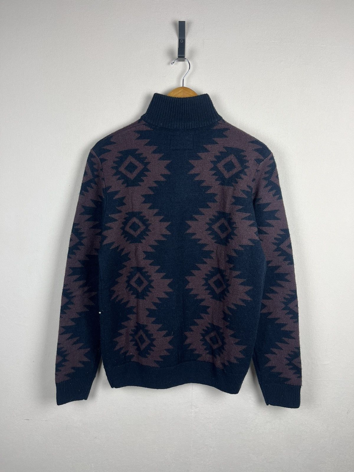 Folk Folk Size 3 L Blue Aztec Pattern Zip Up Wool Blend Sweater Size US L / EU 52-54 / 3 - 2 Thumbnail