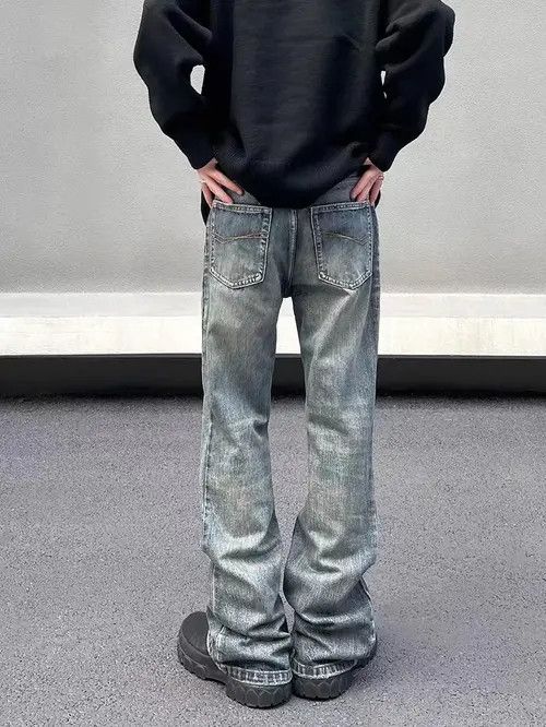 Jean Retro high street washed distressed micro-flared jeans Size US 33 - 7 Thumbnail