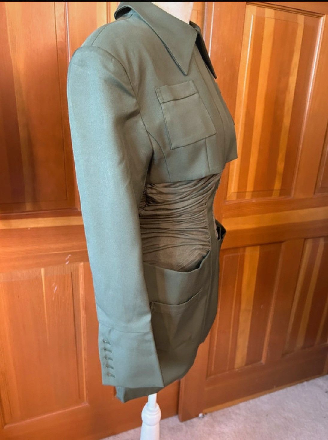Designer × Other NWT, Lavishly Paris Designer Army Cape Designer Mini Dress. Size M / US 6-8 / IT 42-44 - 10 Thumbnail