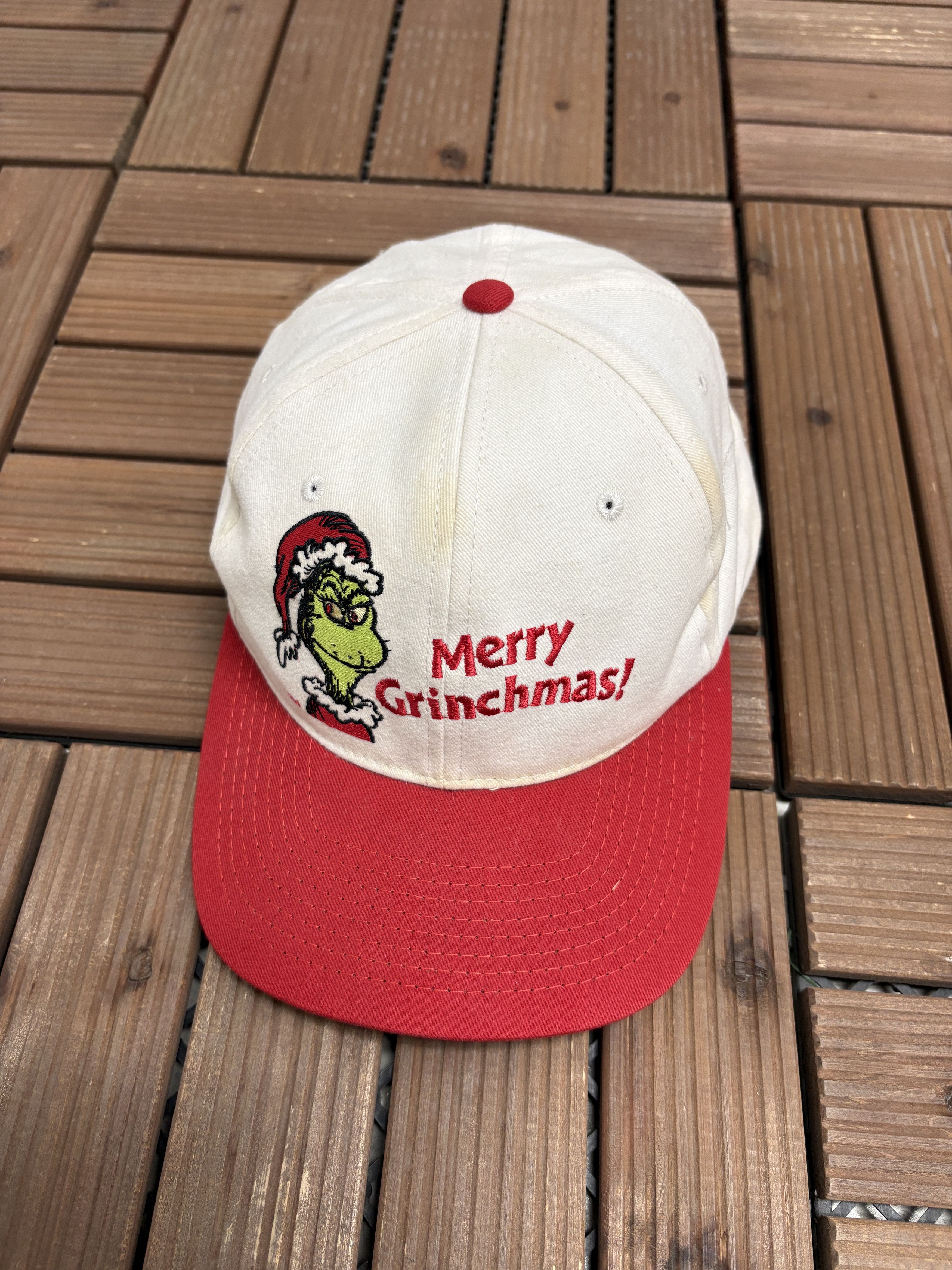 Vintage The Grinch Merry Grinchmas! Vintage White Snap Back Hat Size ONE SIZE - 1 Thumbnail