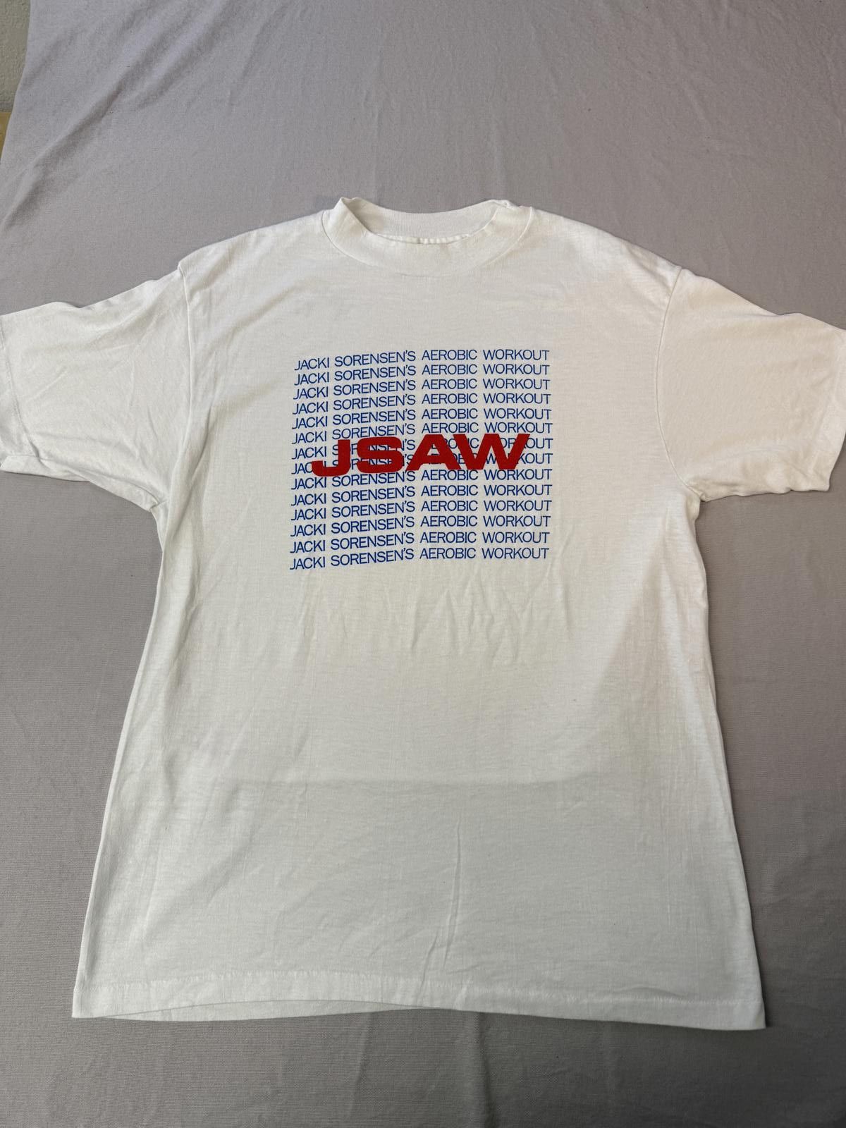 Hanes VTG Jacki Sorensens Aerobic Workout T-shirt JSAW Autographed Size US XL / EU 56 / 4 - 1 Thumbnail