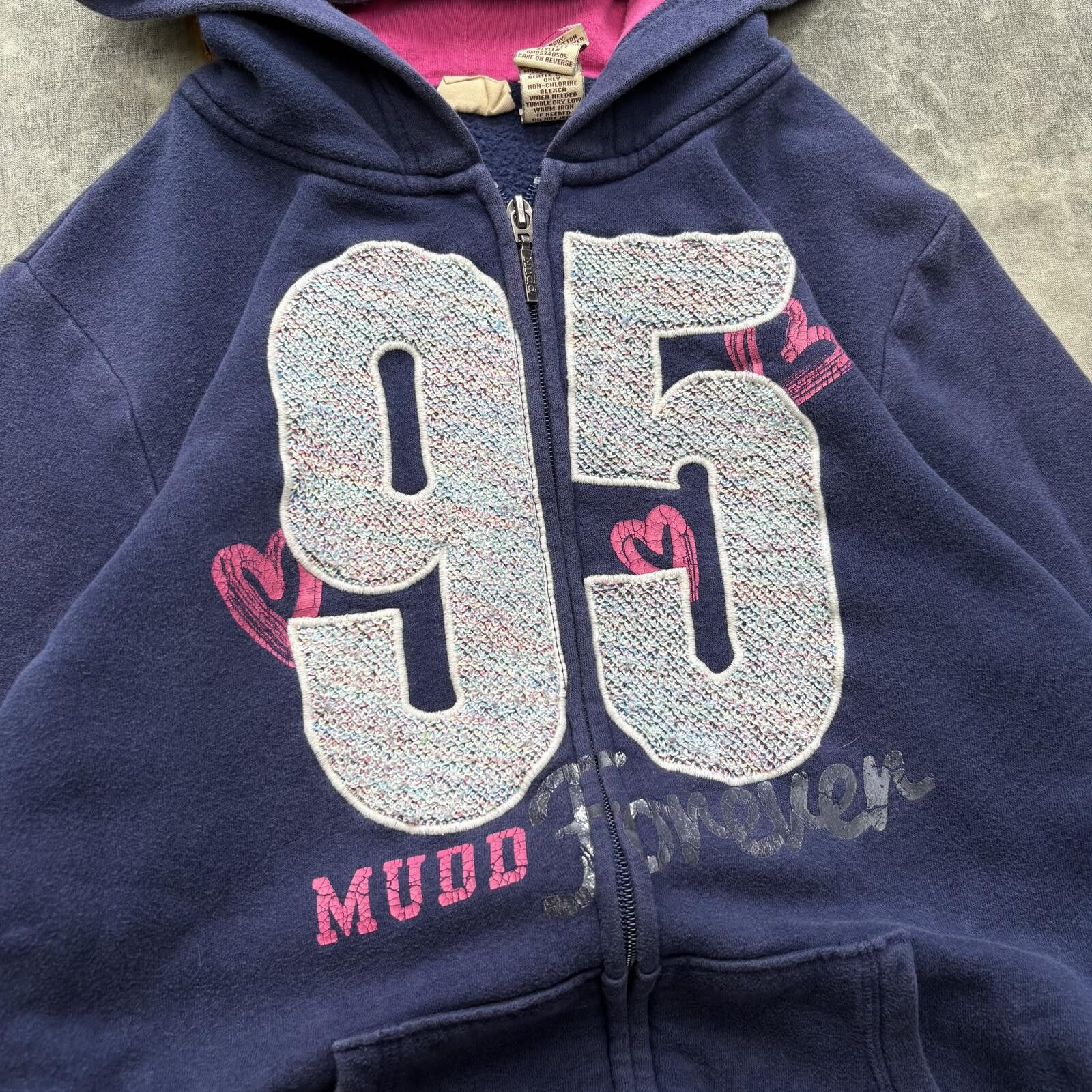 Vintage Vintage Y2K Mudd Hearts Embroidered Skater Full Zip Hoodie Size M / US 6-8 / IT 42-44 - 2 Thumbnail