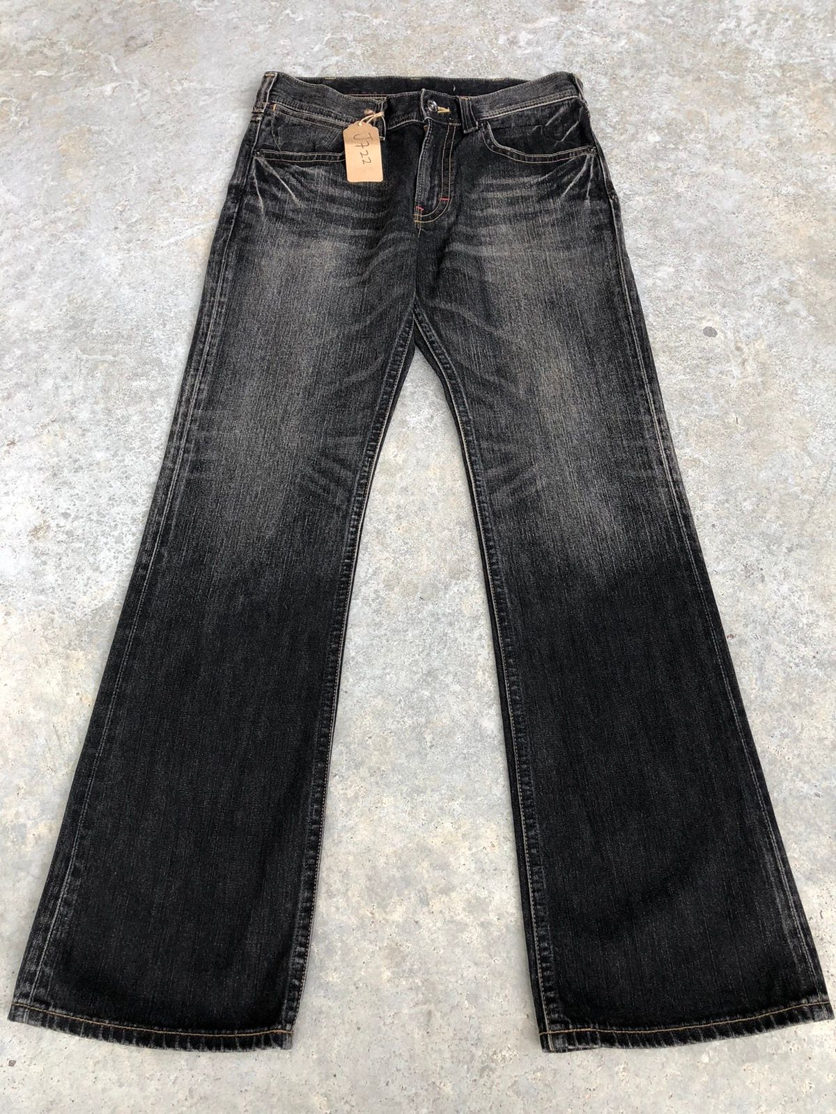 Pre-owned Wrangler Japanese  Flared Jeans Distressed Distressed Jeans In Black
