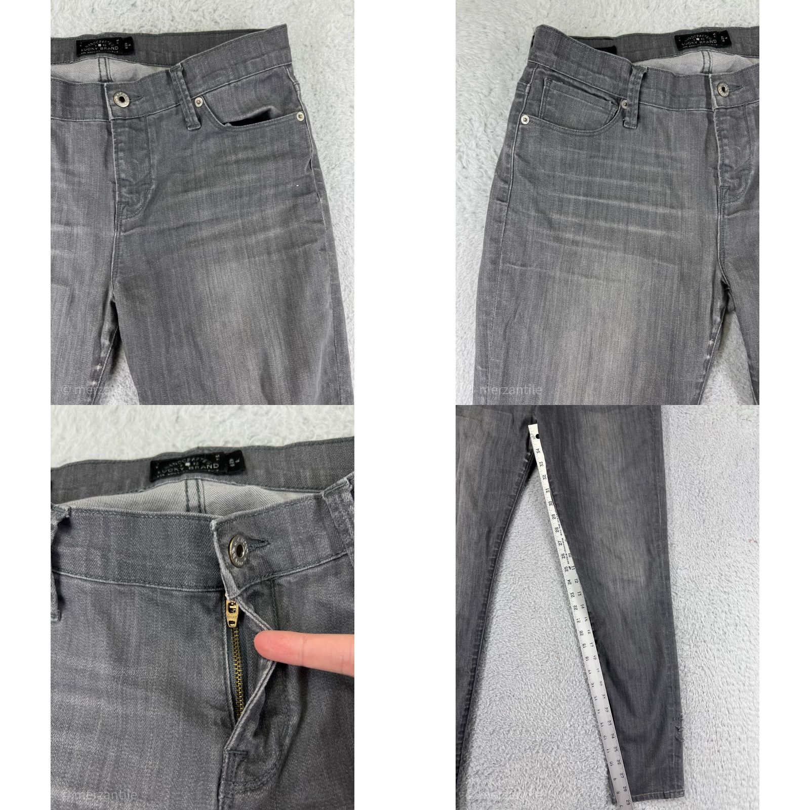 Lucky Brand Lucky Brand Jeans Womens 8 Gray Denim 5-Pocket Regular Slim Skinny Mid Rise Cotton Blend Size 30" / US 8 / IT 44 - 8 Thumbnail