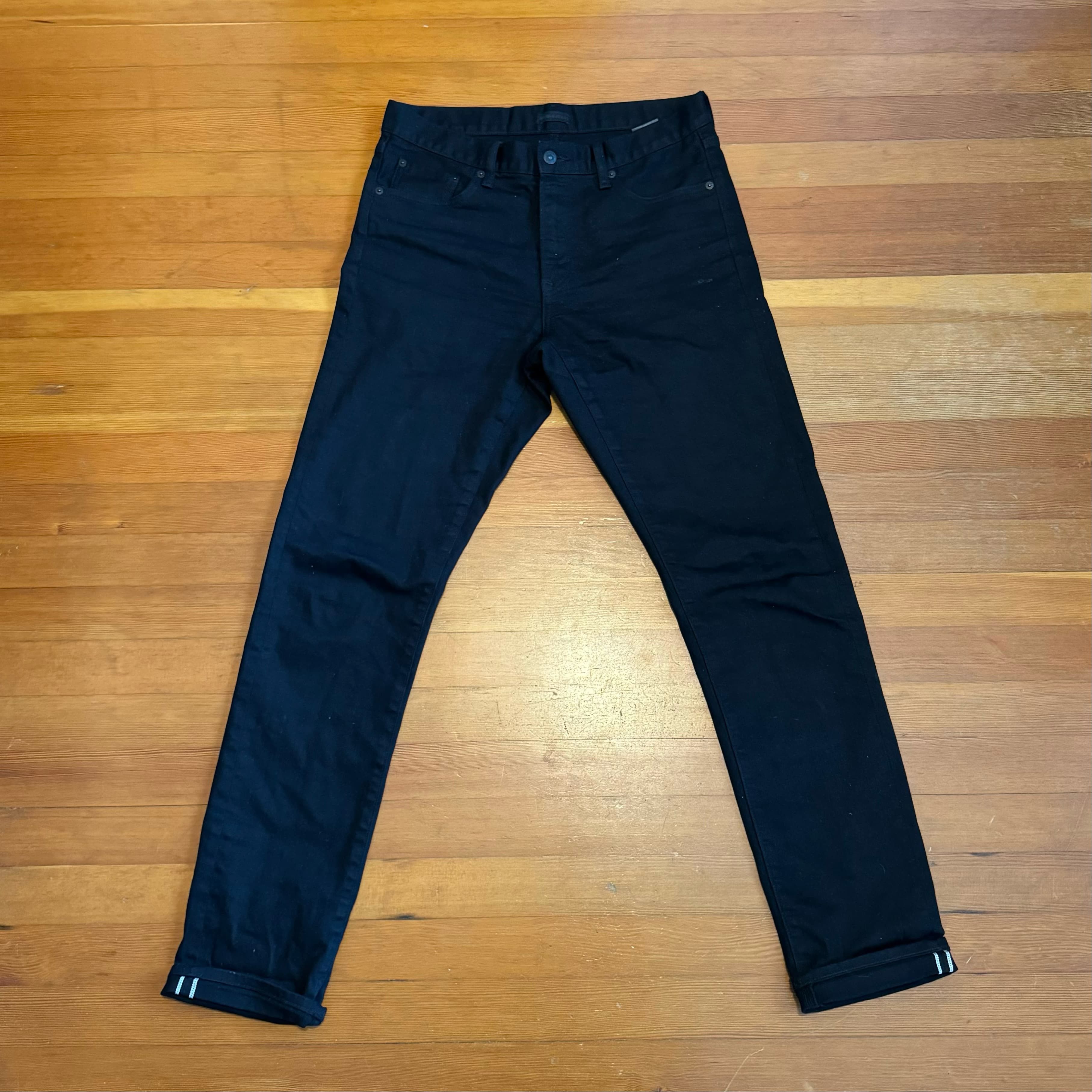 Uniqlo Uniqlo Selvedge Mens Black Denim Pants 31 Size US 31 - 4 Thumbnail